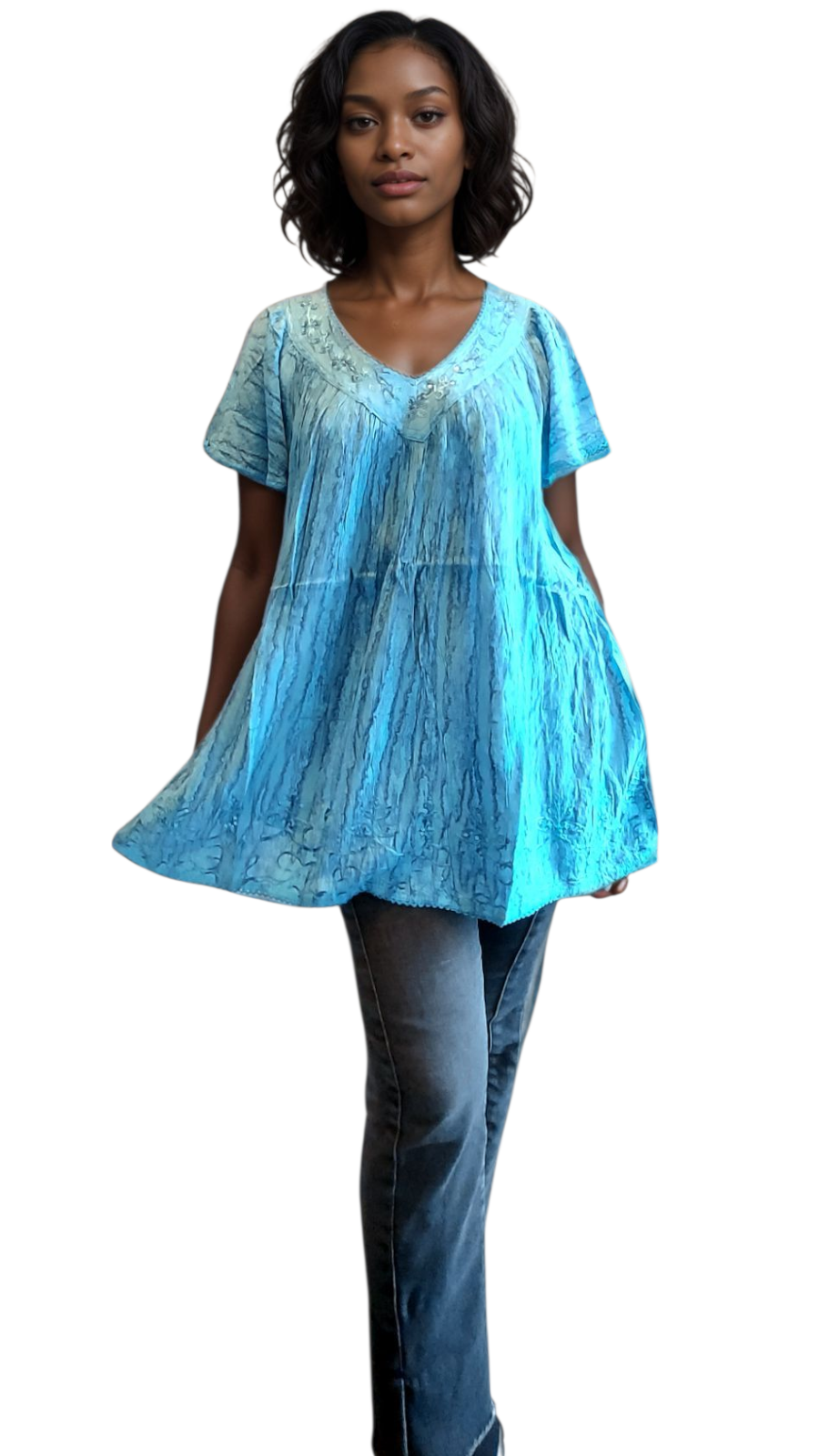 Woman Crinkle Tiedye Blouse
