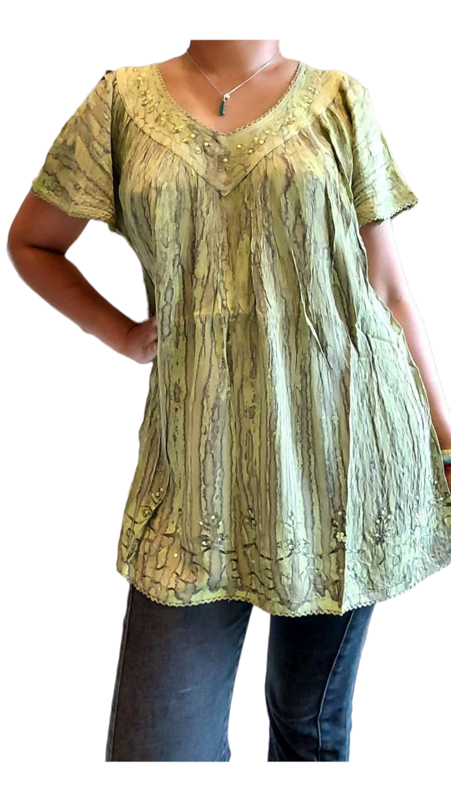 Woman Crinkle Tiedye Blouse