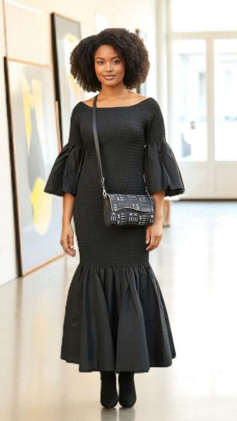 Smock Mermaid Dress - Black