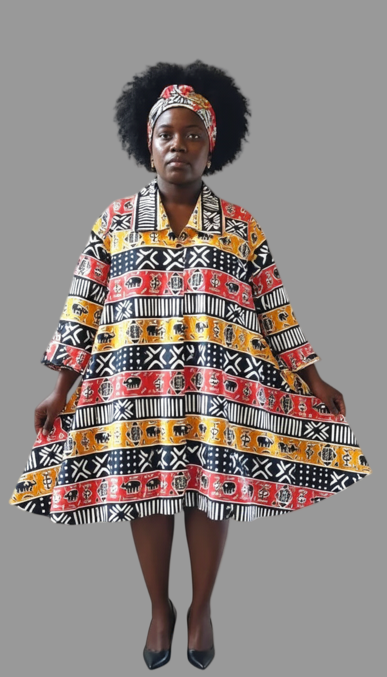 Cotton Short Dress / Blouse- Ankara Print- 243 / DRS029
