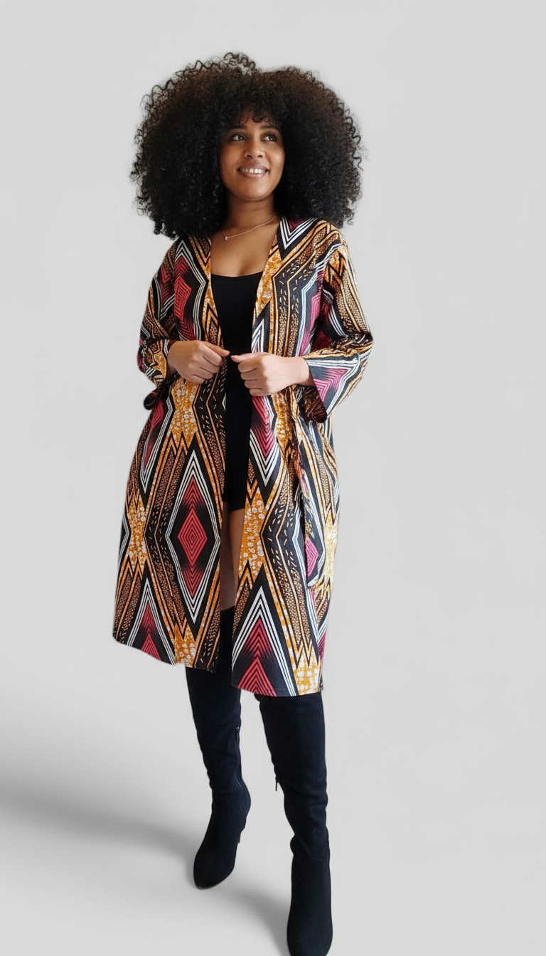 Kimono Mid Length Dress / Ankara Print FJO17