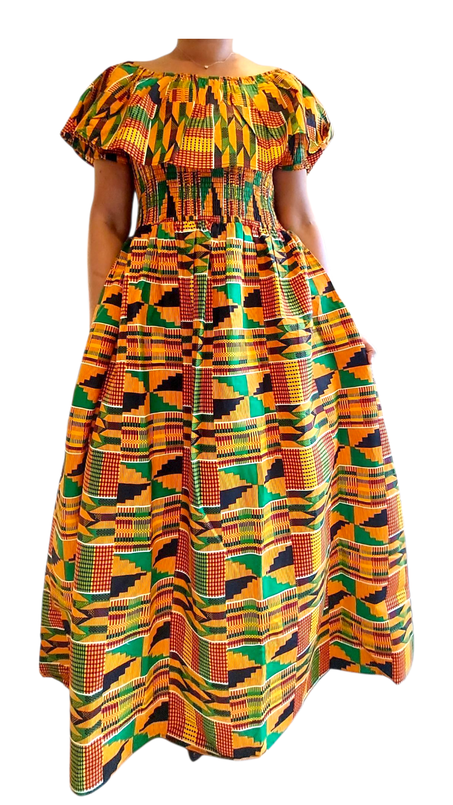 Maxi Frill Dress / Ankara Print - D048