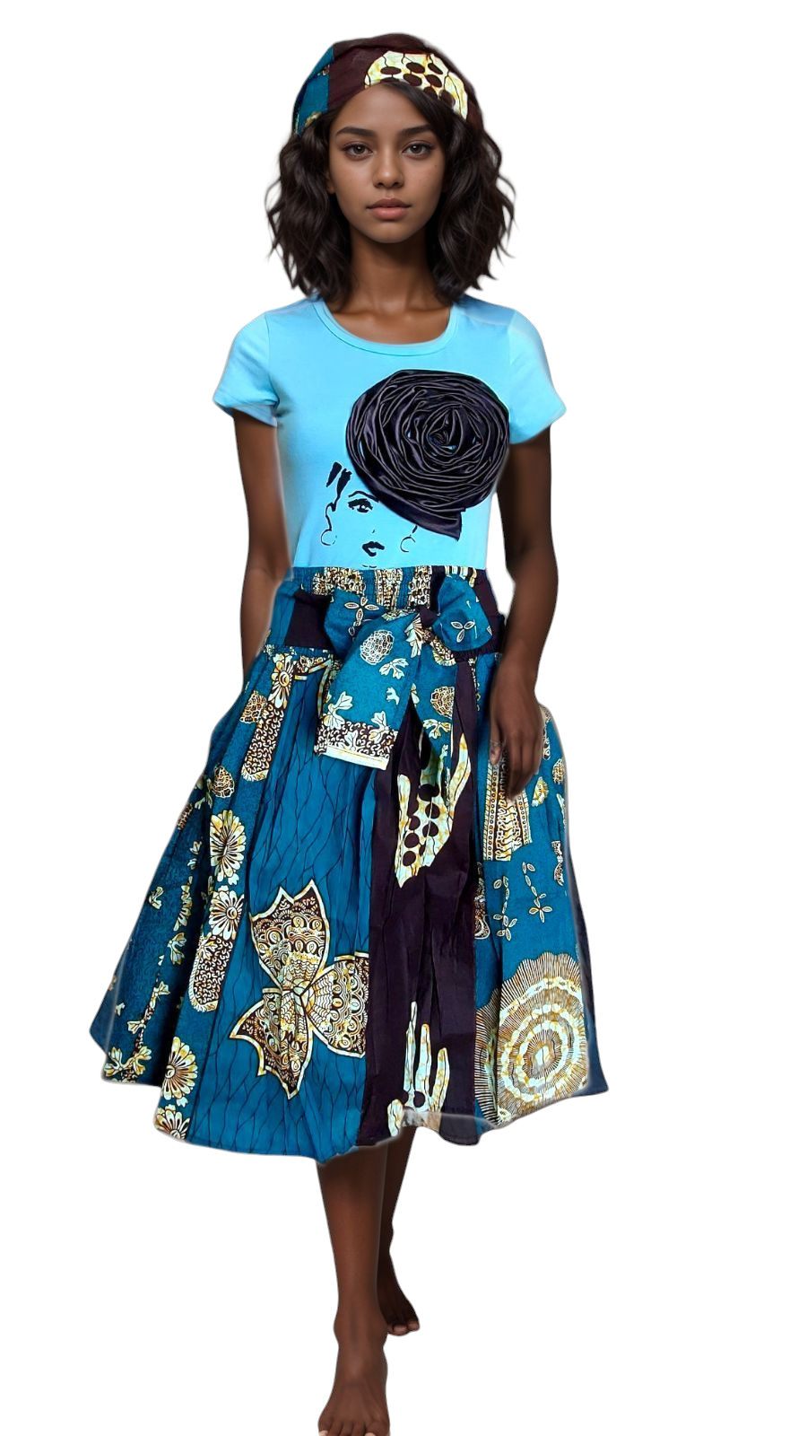 Cotton Printed Skirt - 7468 Blue