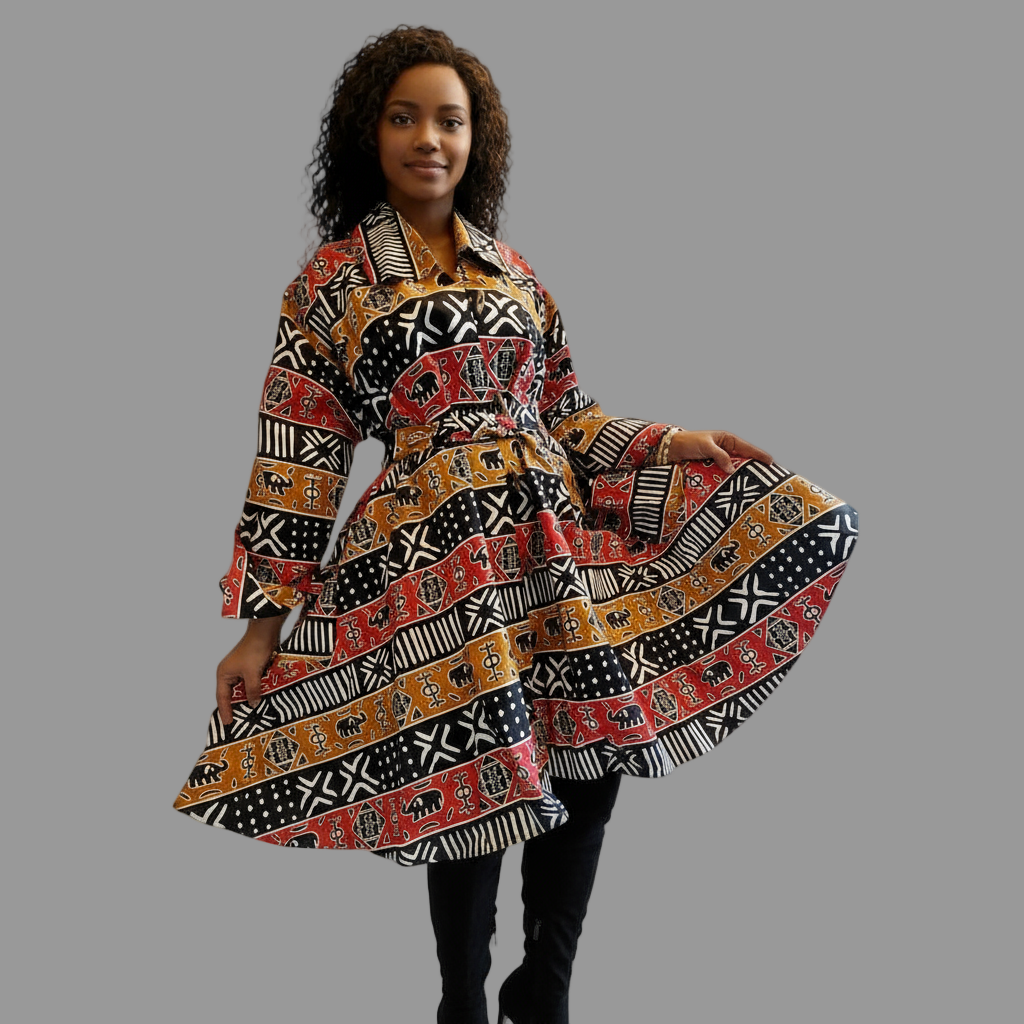 Cotton Short Dress / Blouse- Ankara Print- 243 / DRS029