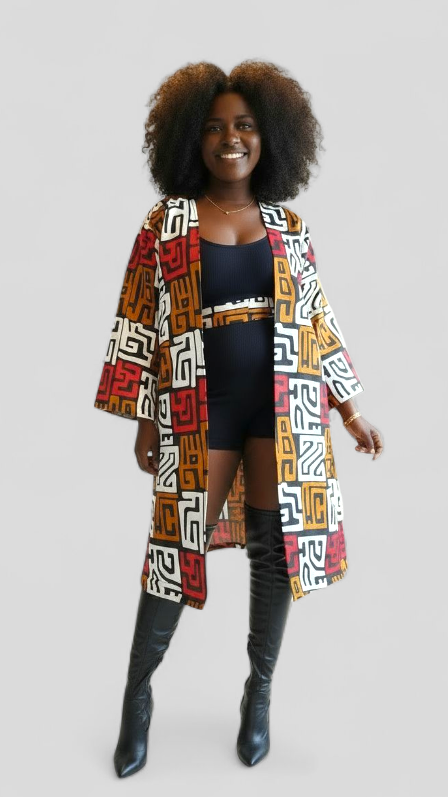 Kimono Mid Length Dress / Ankara Print FJO17