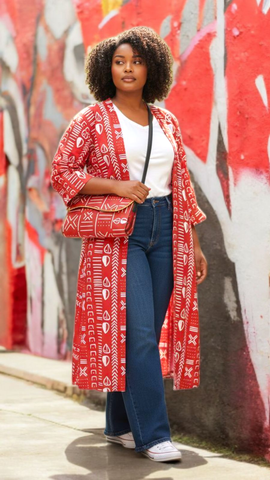 3pc Ankara Set( Purse / Skirt & Kimono -Red