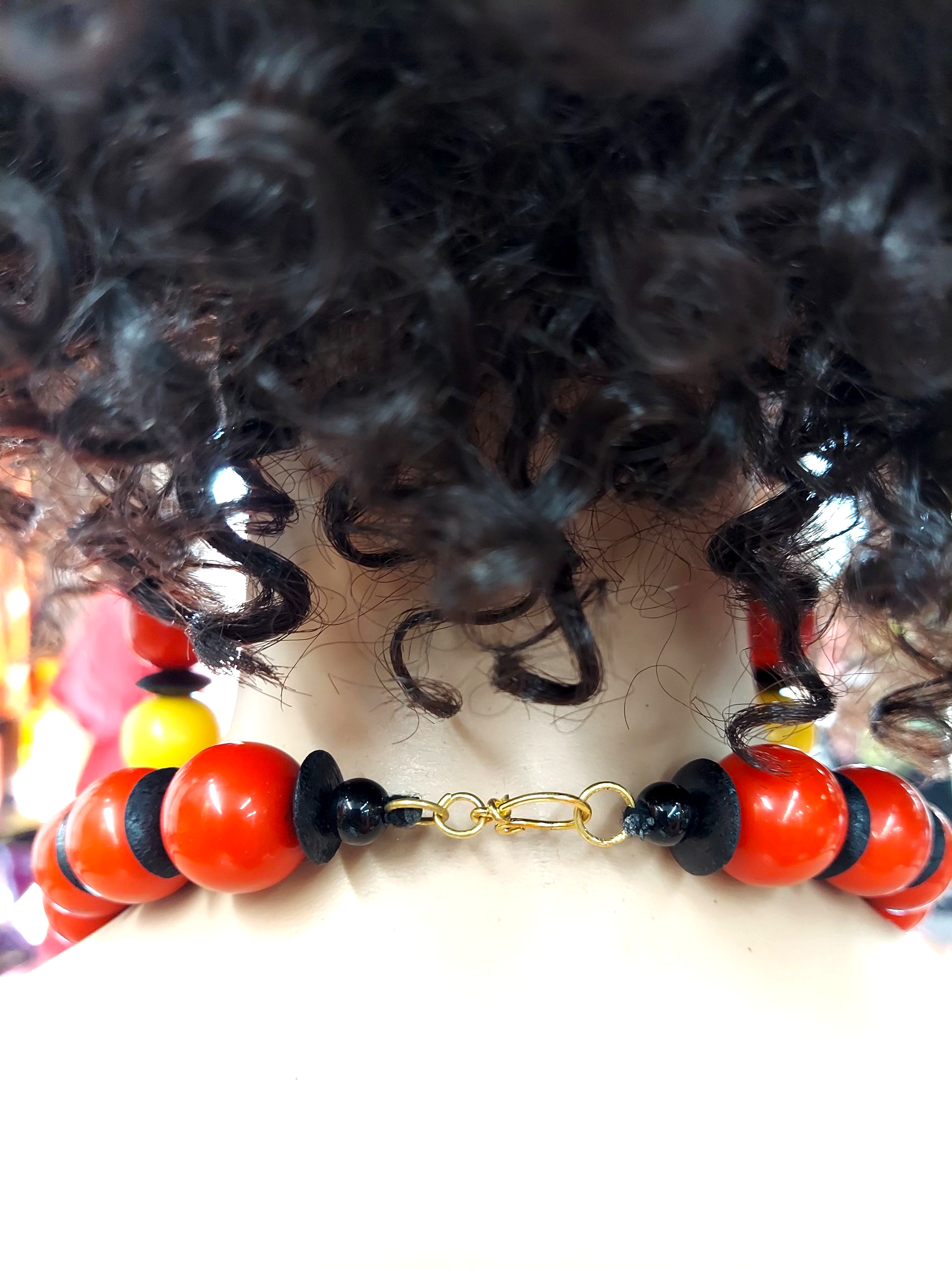 Beaded  Pendant Necklace & Earrings Set- Rasta Lion