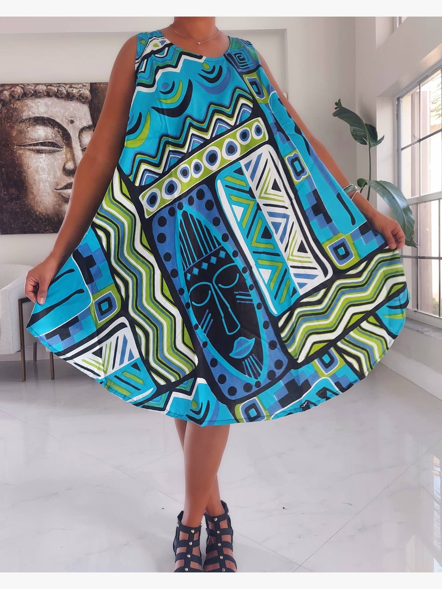 1691 Umbrella Dress/ Beach Dress/ Tribal Print