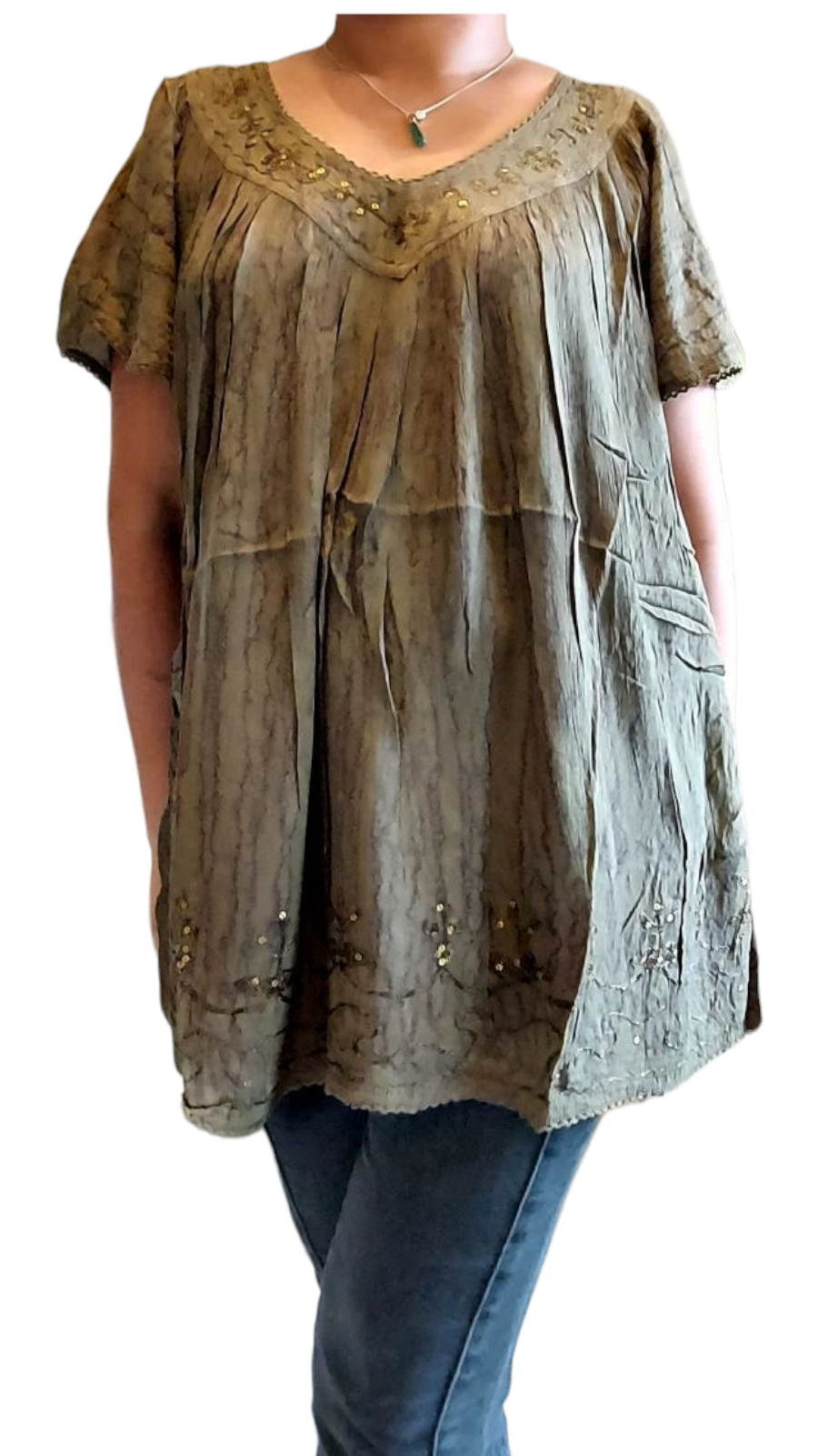 Woman Crinkle Tiedye Blouse