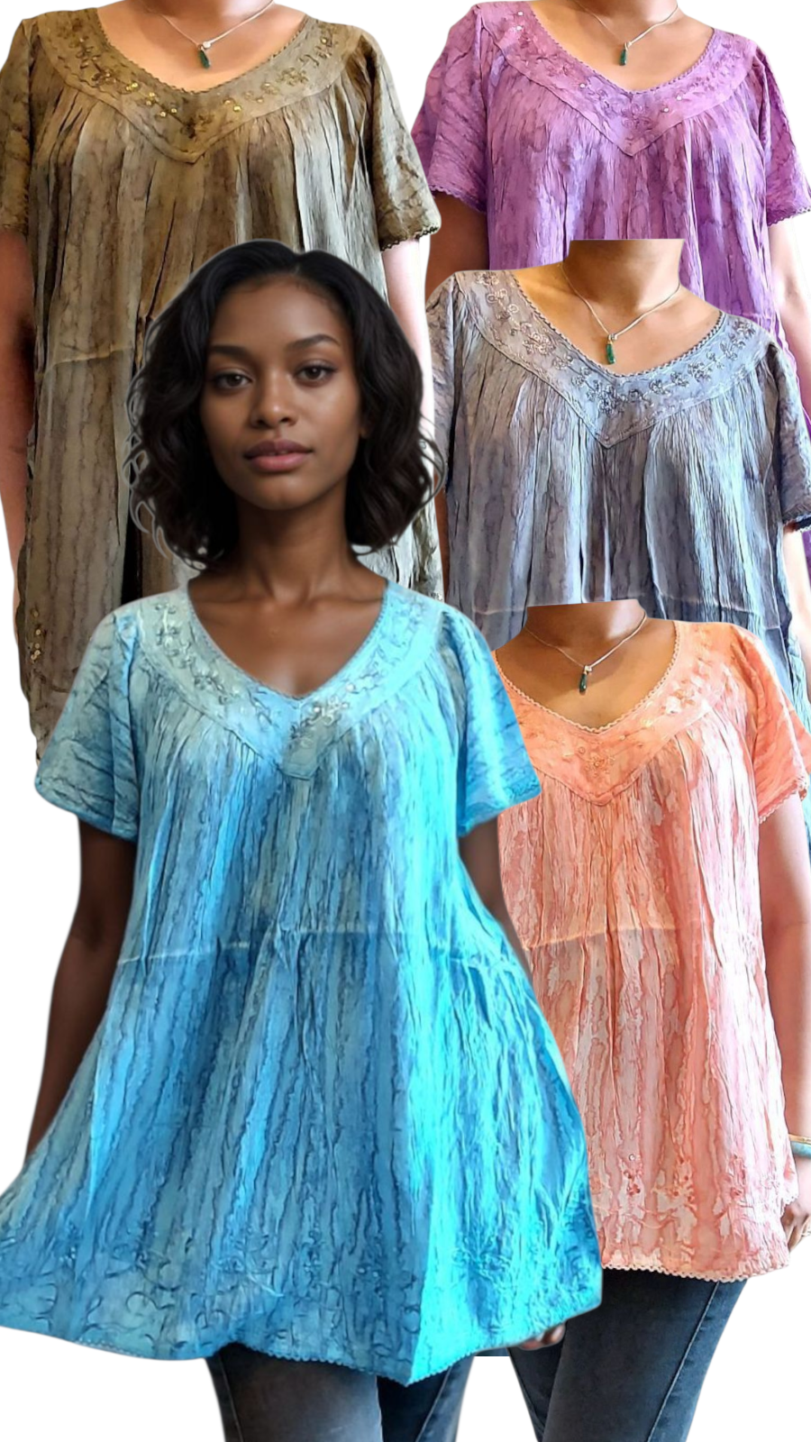 Woman Crinkle Tiedye Blouse