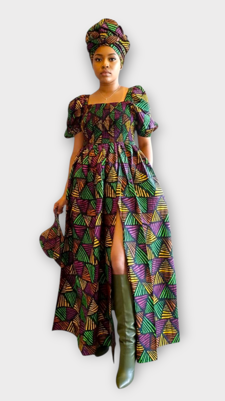 Maxi Slit Dress with Hat & Scarf Set SD01