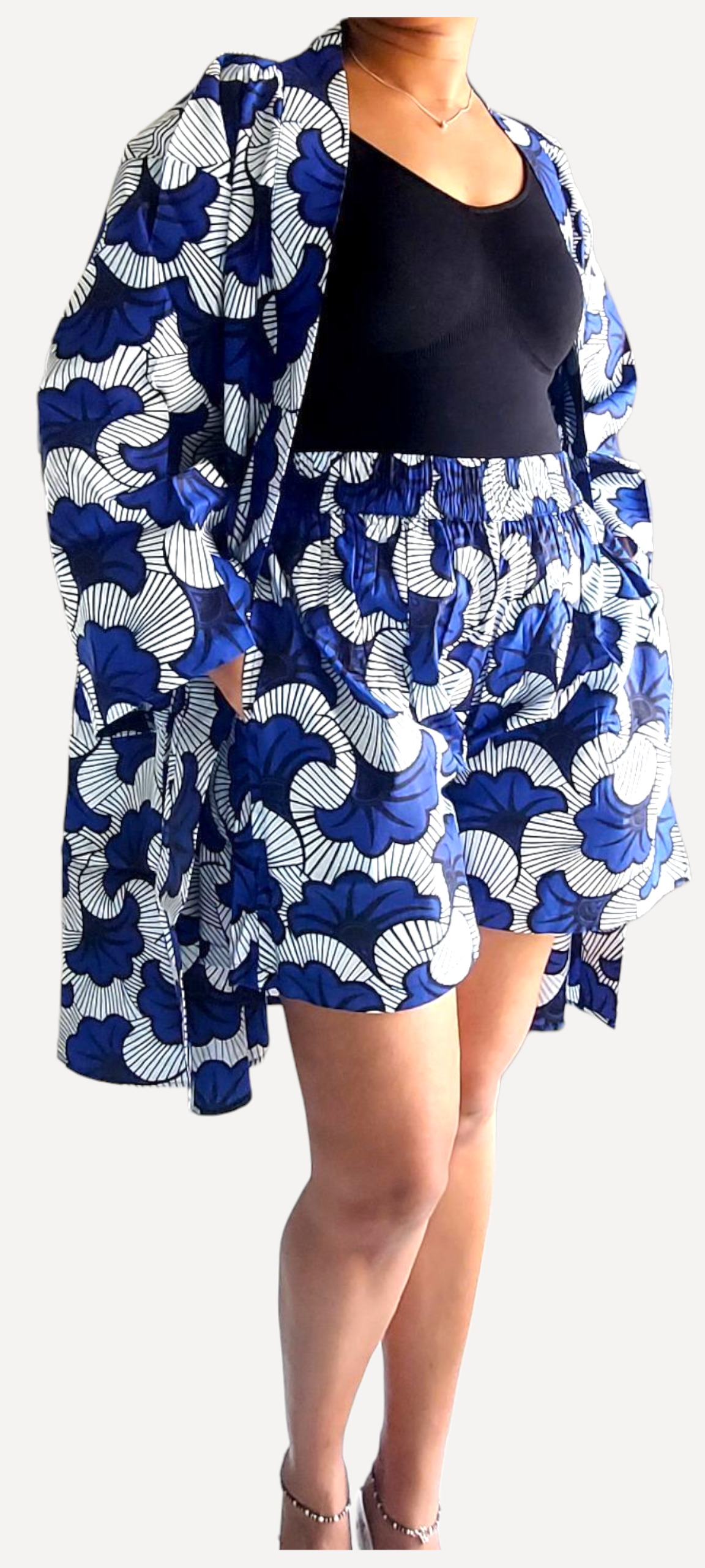 Kimono Shorts Set / Shorts & Kimono / Anarks Print 012 Blue/White