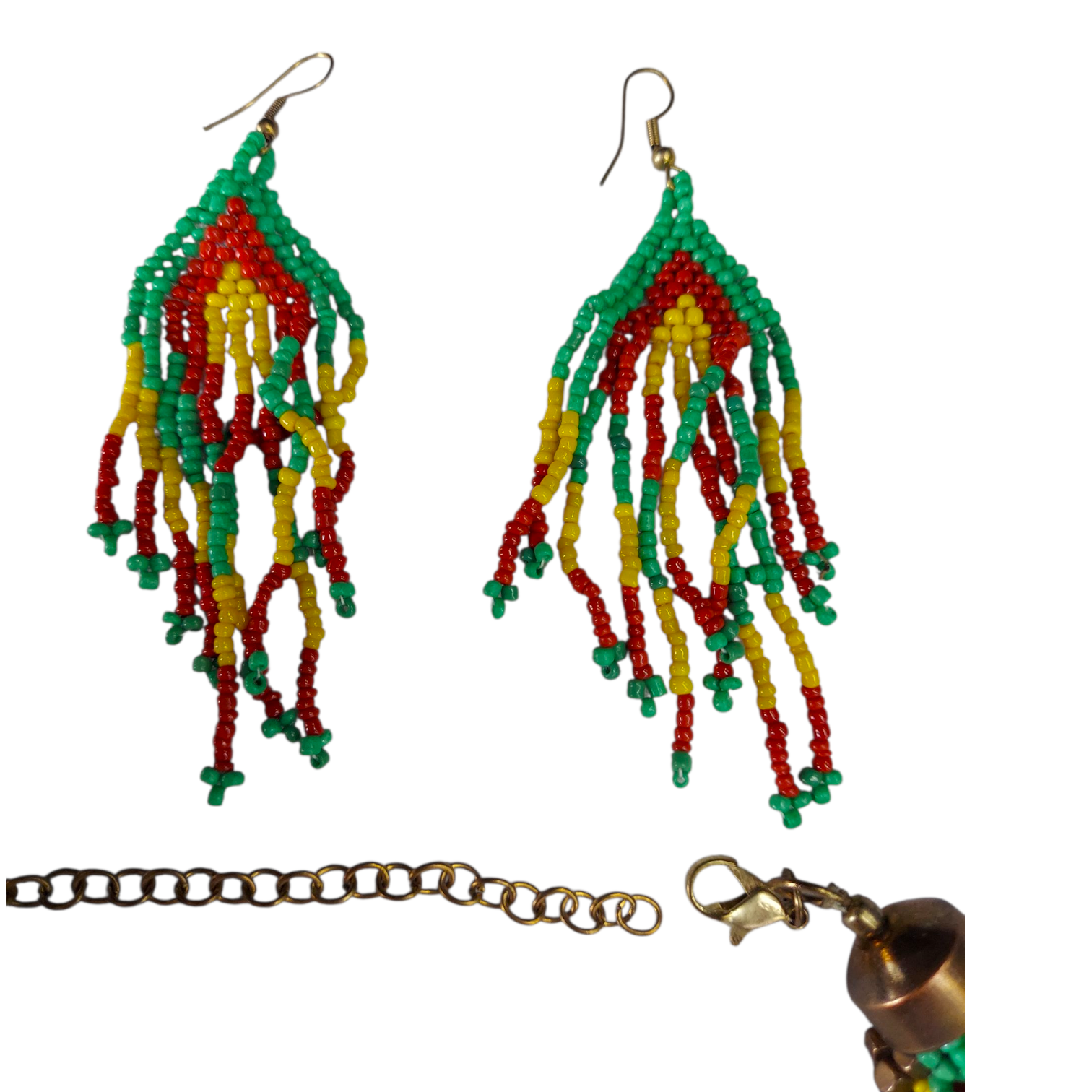Necklace & Earrings Set / Beaded - Rasta