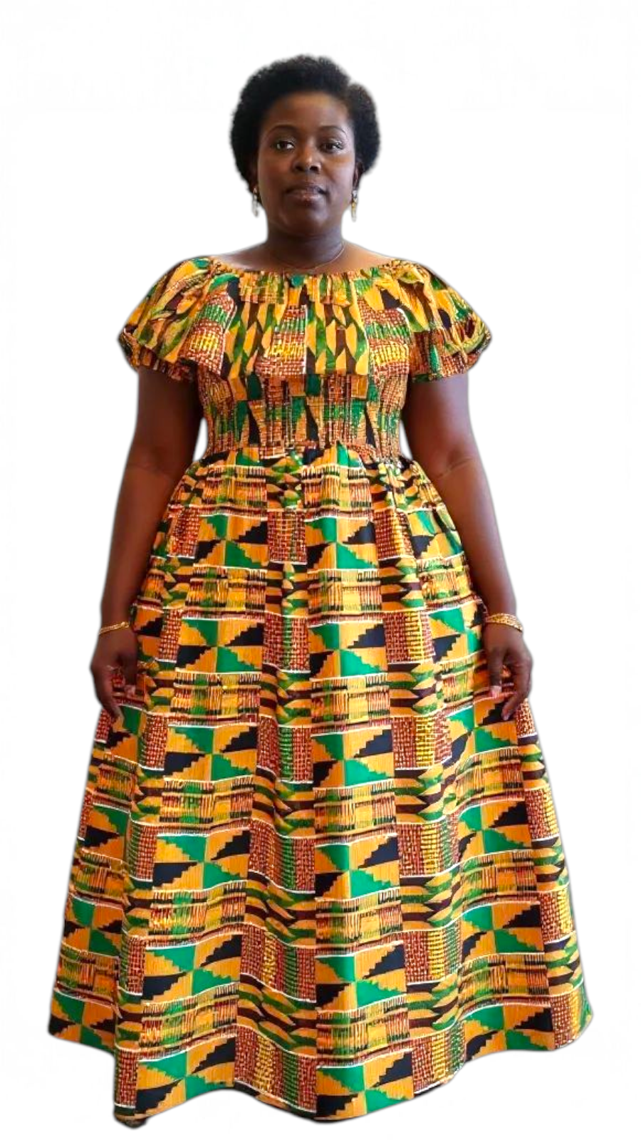 Maxi Frill Dress / Ankara Print - D048