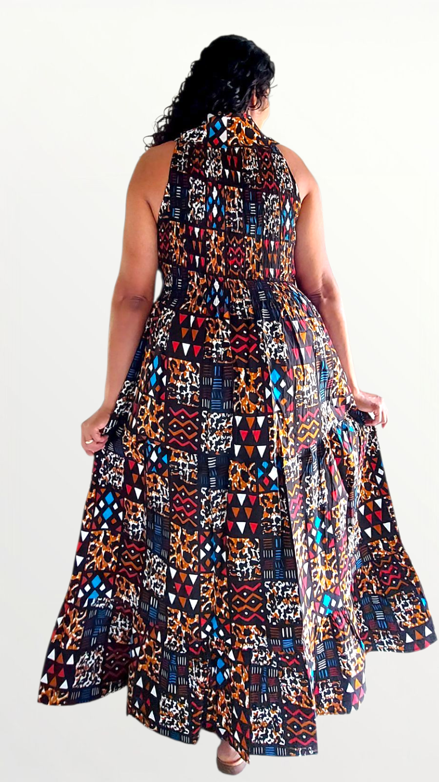 Smocked Dress With Scarf - 2038-66