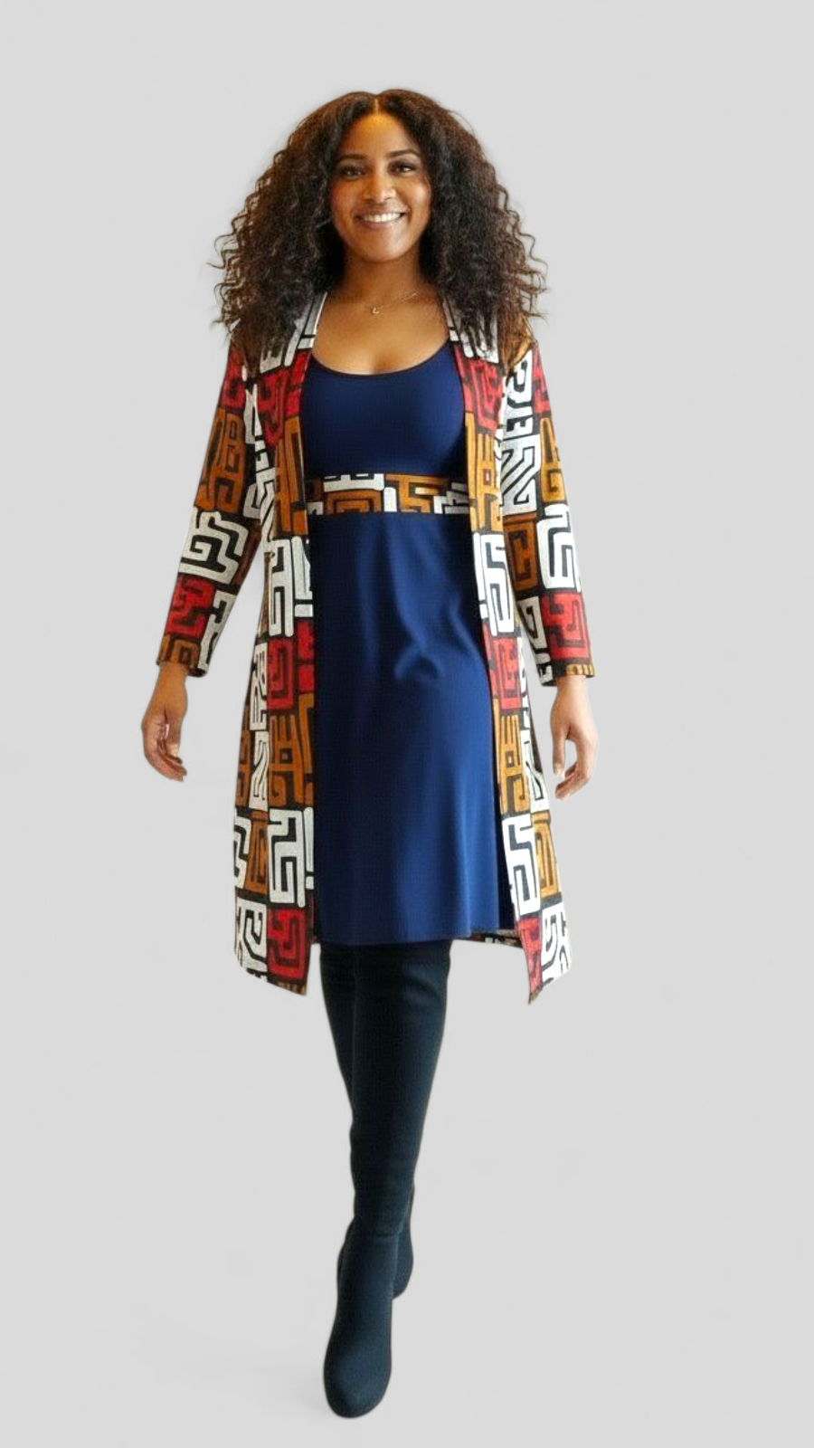 Kimono Mid Length Dress / Ankara Print FJO17