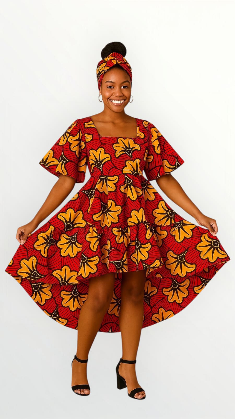 Women High/Low Flounce Dress -DRS045
