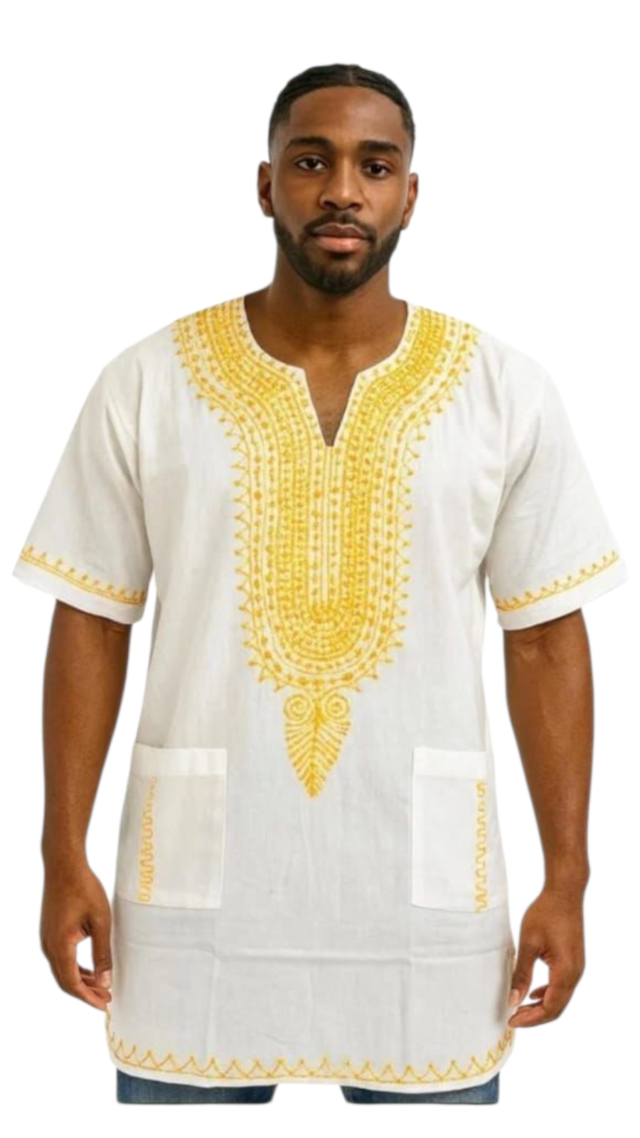M031 Unisex/ Men/women kurta Embroidery Top - White