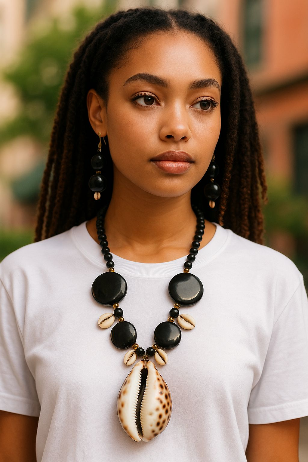 Necklace & Earings Set / Tribal Cowrie Shell