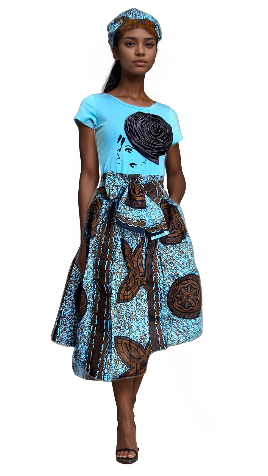 Cotton Printed Skirt - 7468 Blue
