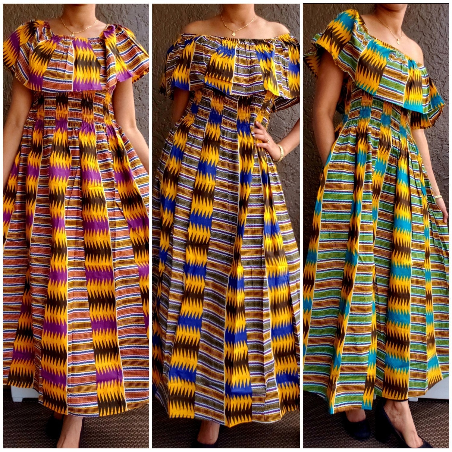 807 -Long Kente Maxi Dress