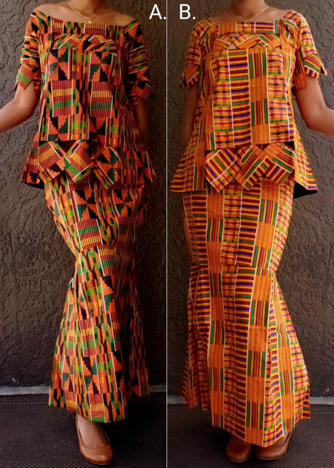 PTS12 WomanTraditional 3Pcs Set- Yellow Kente