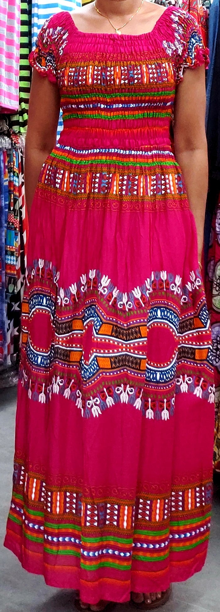 TD3- Women Long Smocked Dress-Dashiki