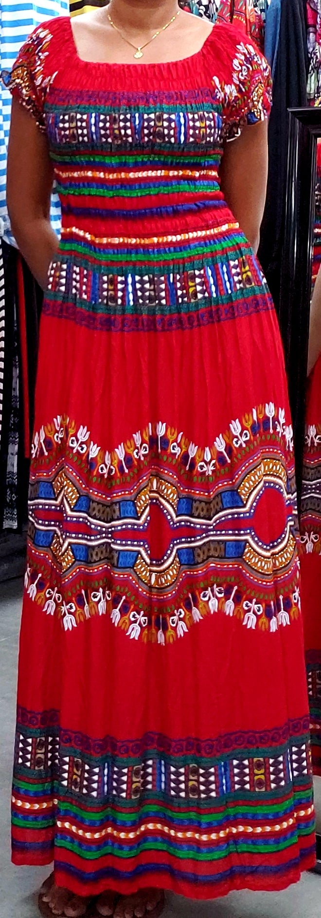 TD3- Women Long Smocked Dress-Dashiki