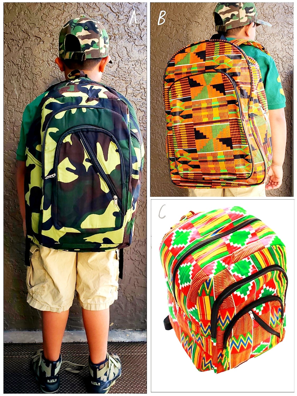 African Kente Print Backpack Book Bag Rucksack Handmade Backpack Handmade Bag