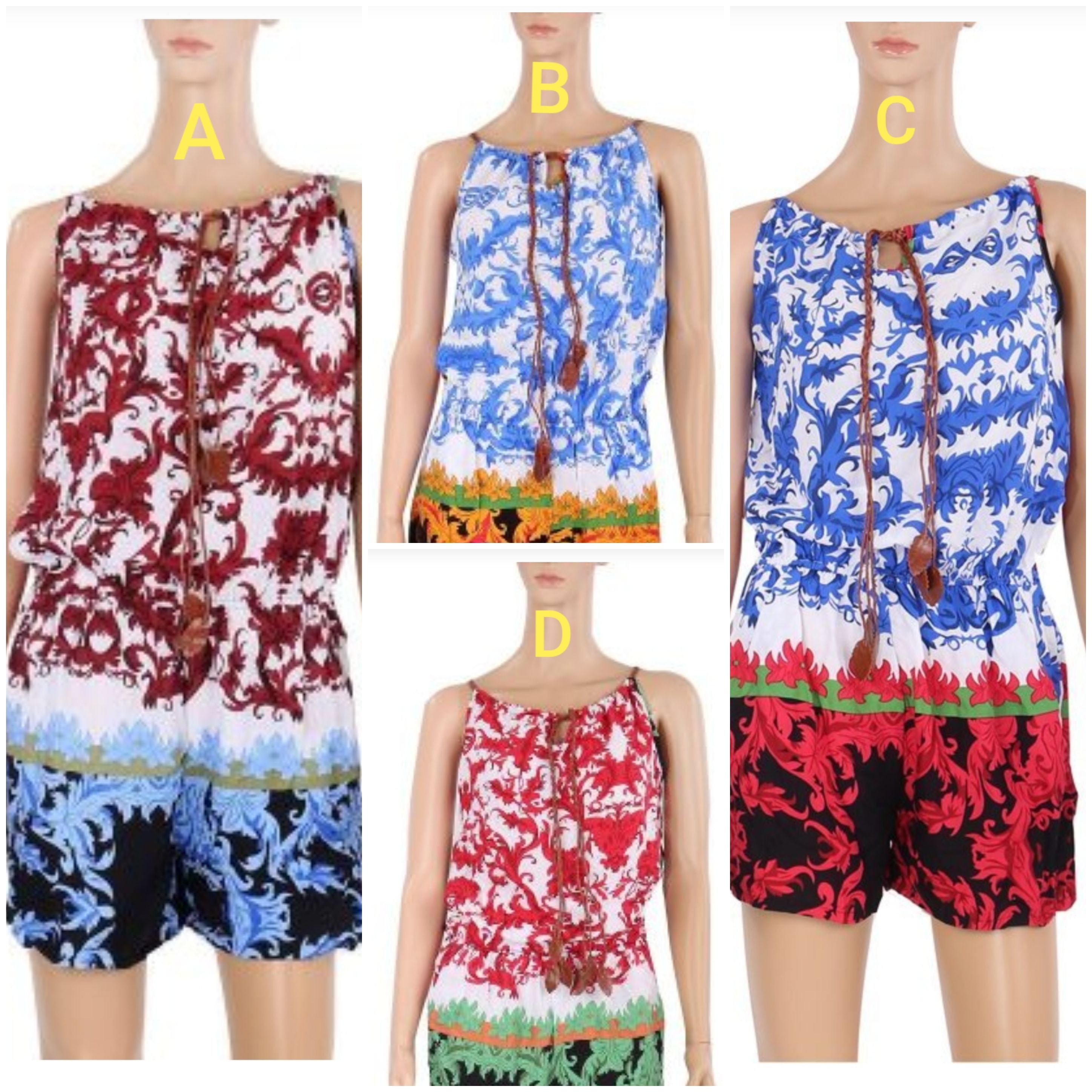 Woman Short  Romper - Tropical Print