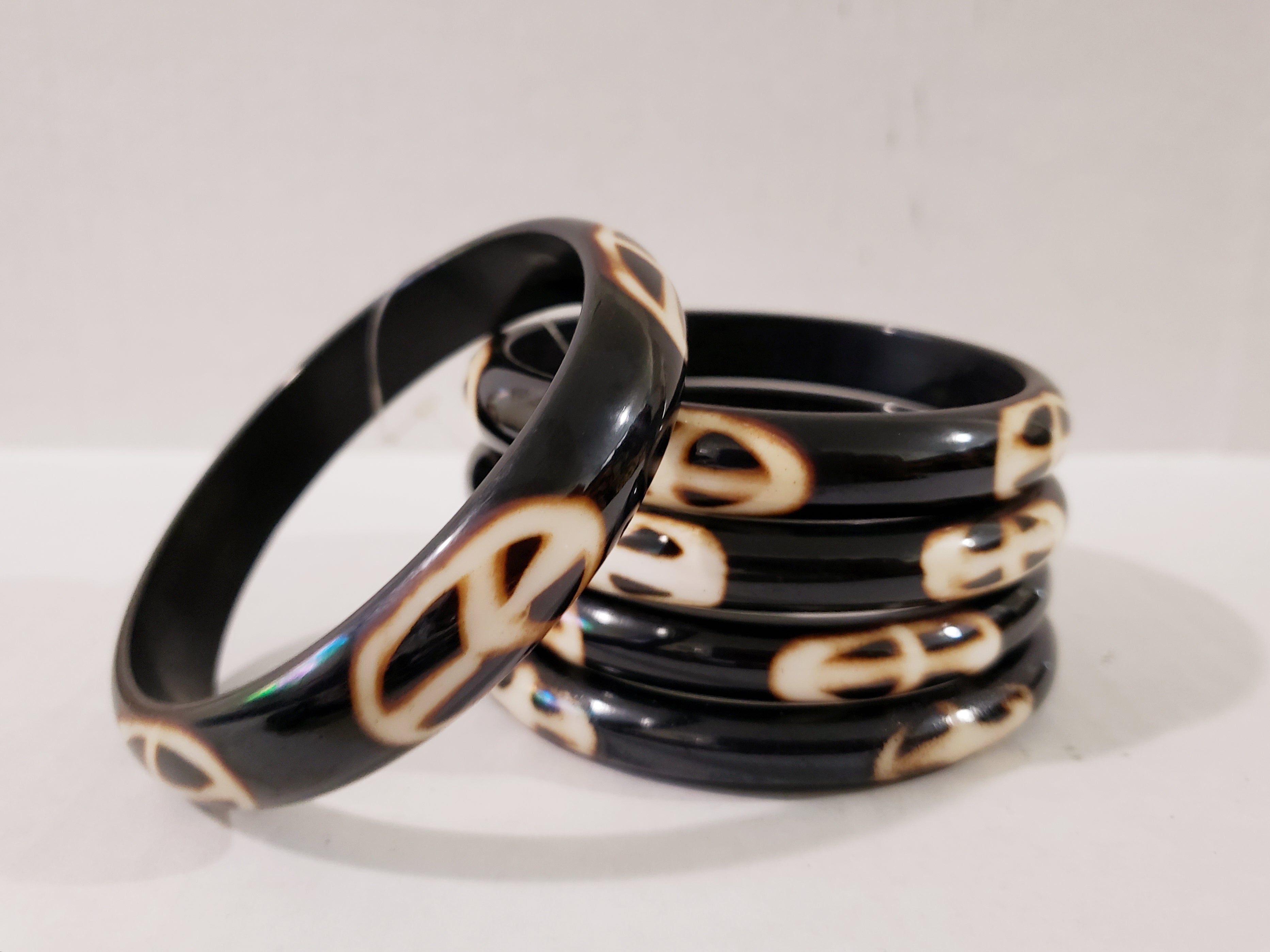 5 Pcs Stacable Bangles Set / African Symbol