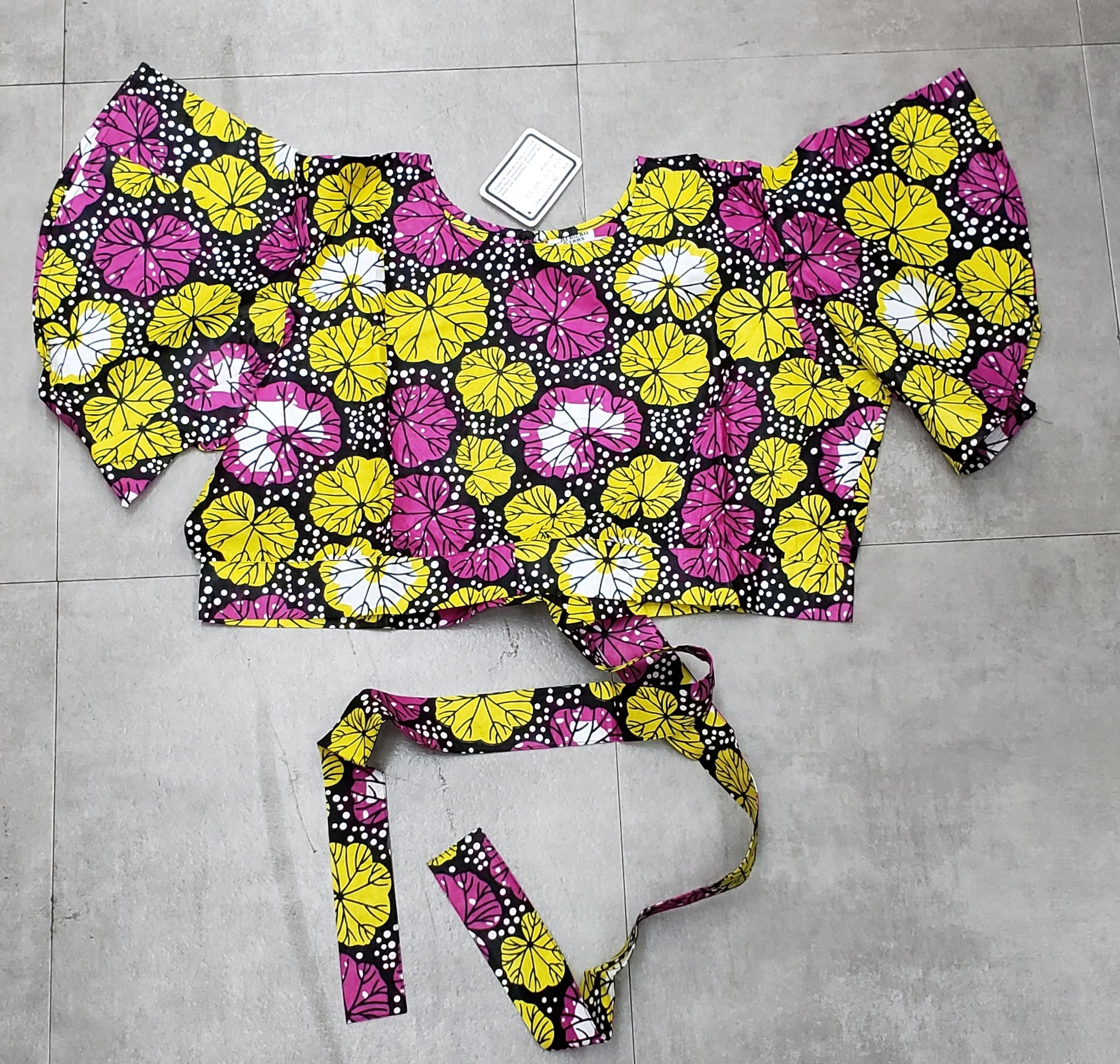 Crop Top - Black/ Pink/Yellow-2037