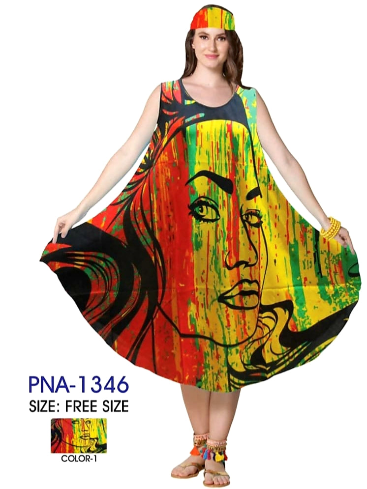 1346 - Umbrella Dress/ Beach Dress/Face Print