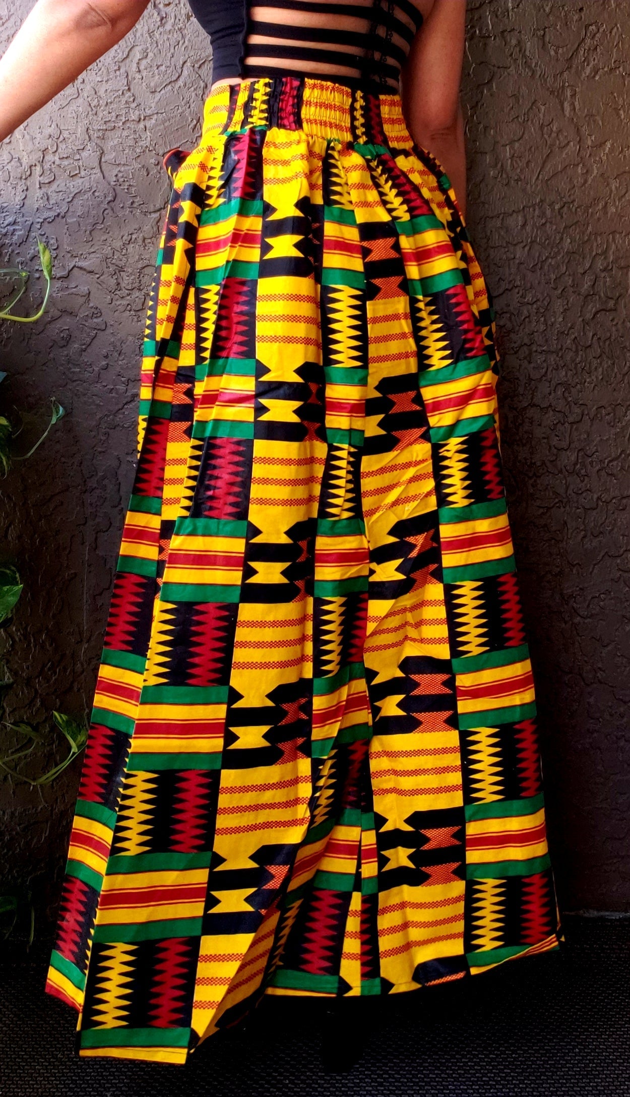 Woman African Print Maxi Skirt- Yellow Kente