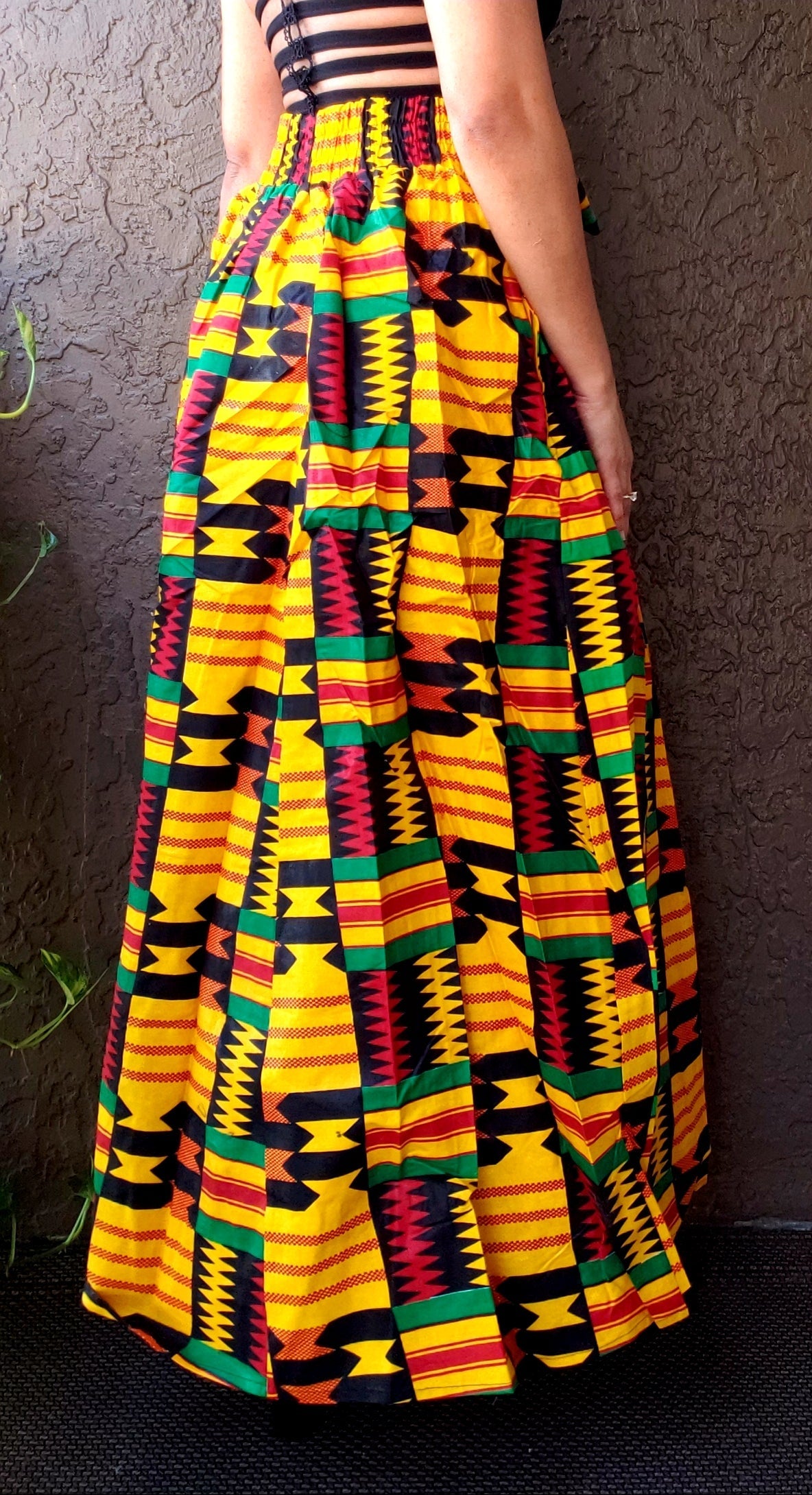 Woman African Print Maxi Skirt- Yellow Kente