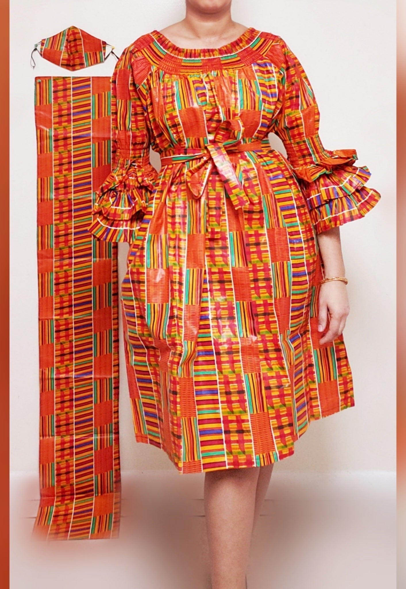 Off shoulder kente dress best sale