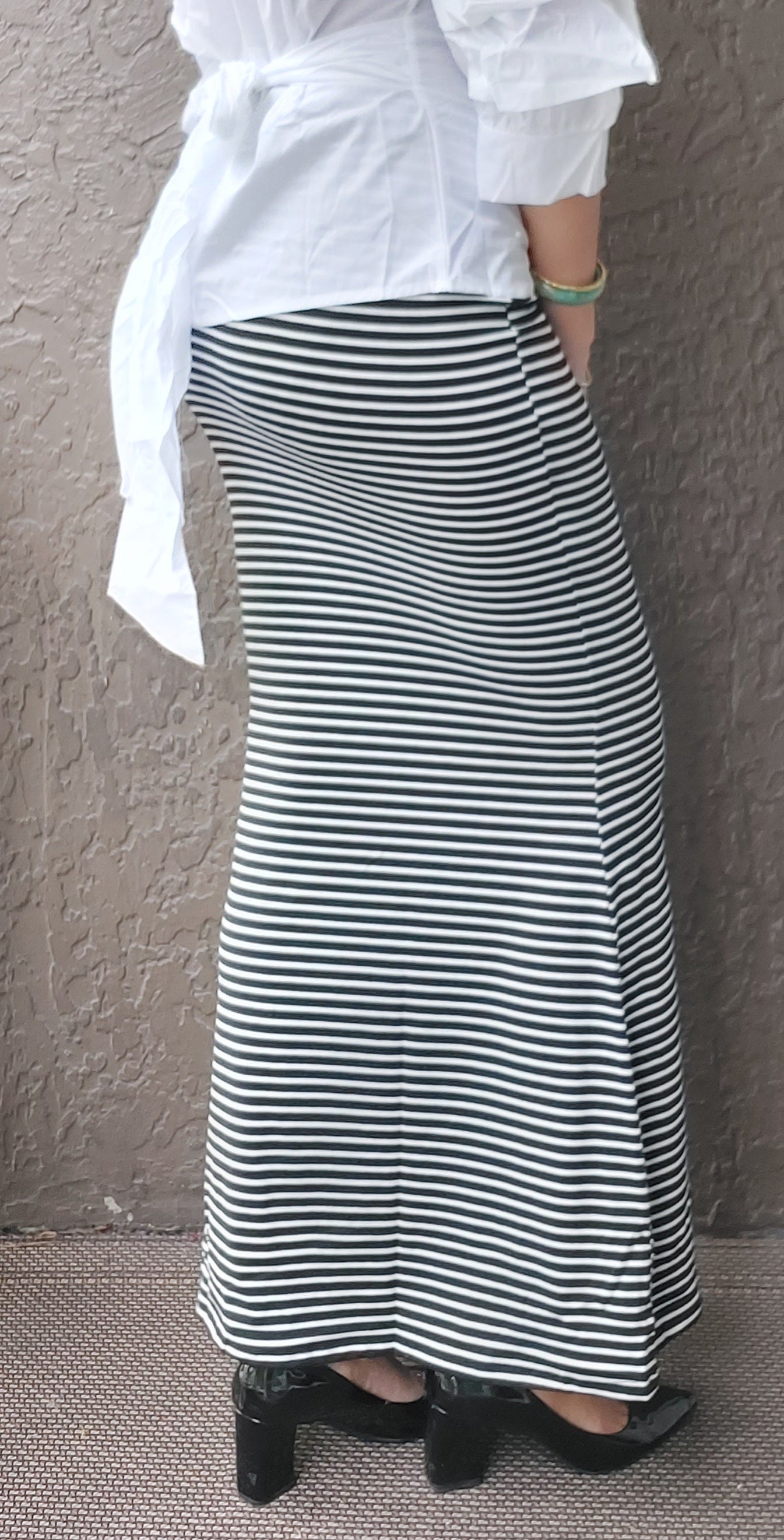 Banded Maxi Stripe Skirt