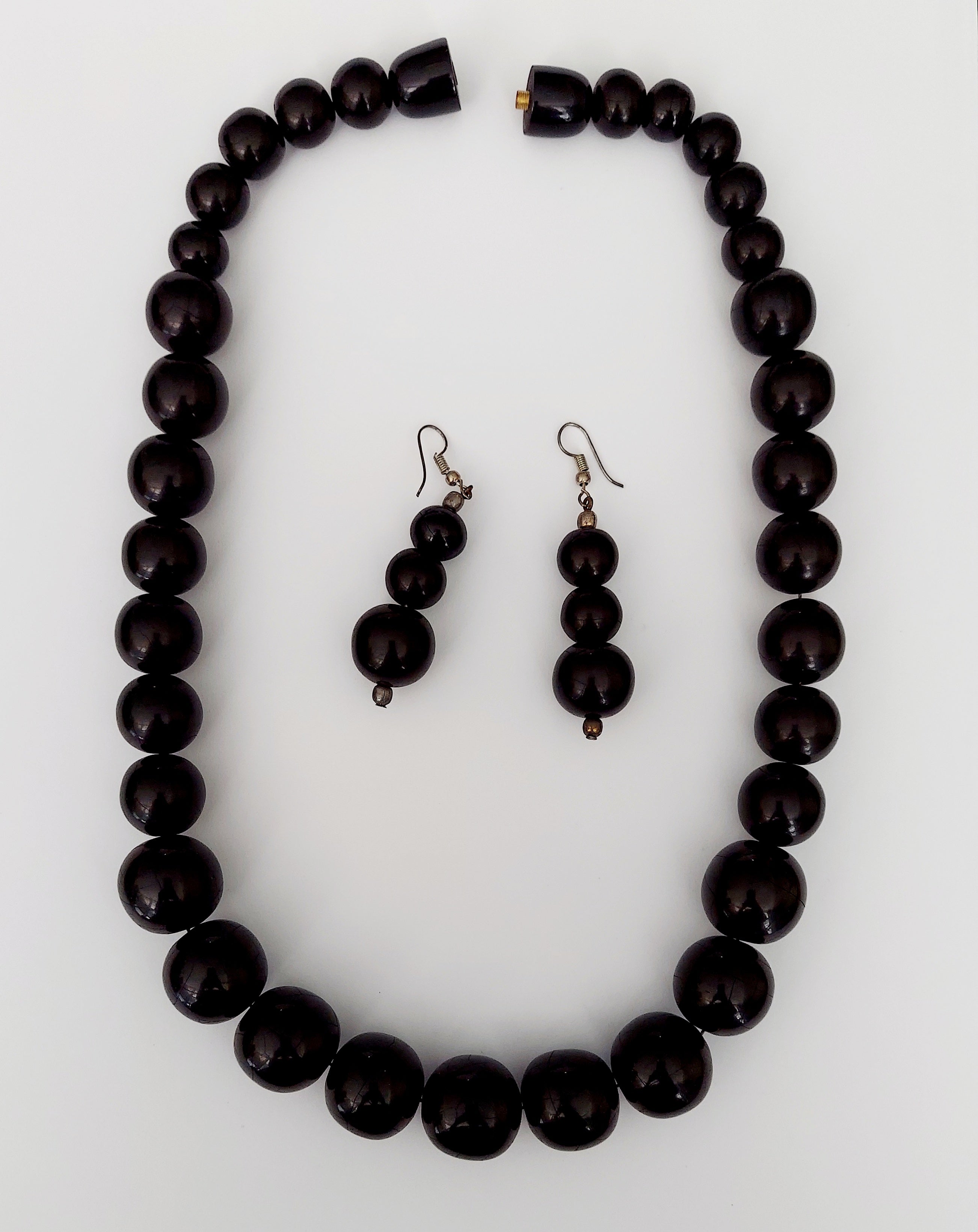 Wooden bead  Necklace & Earrings Set