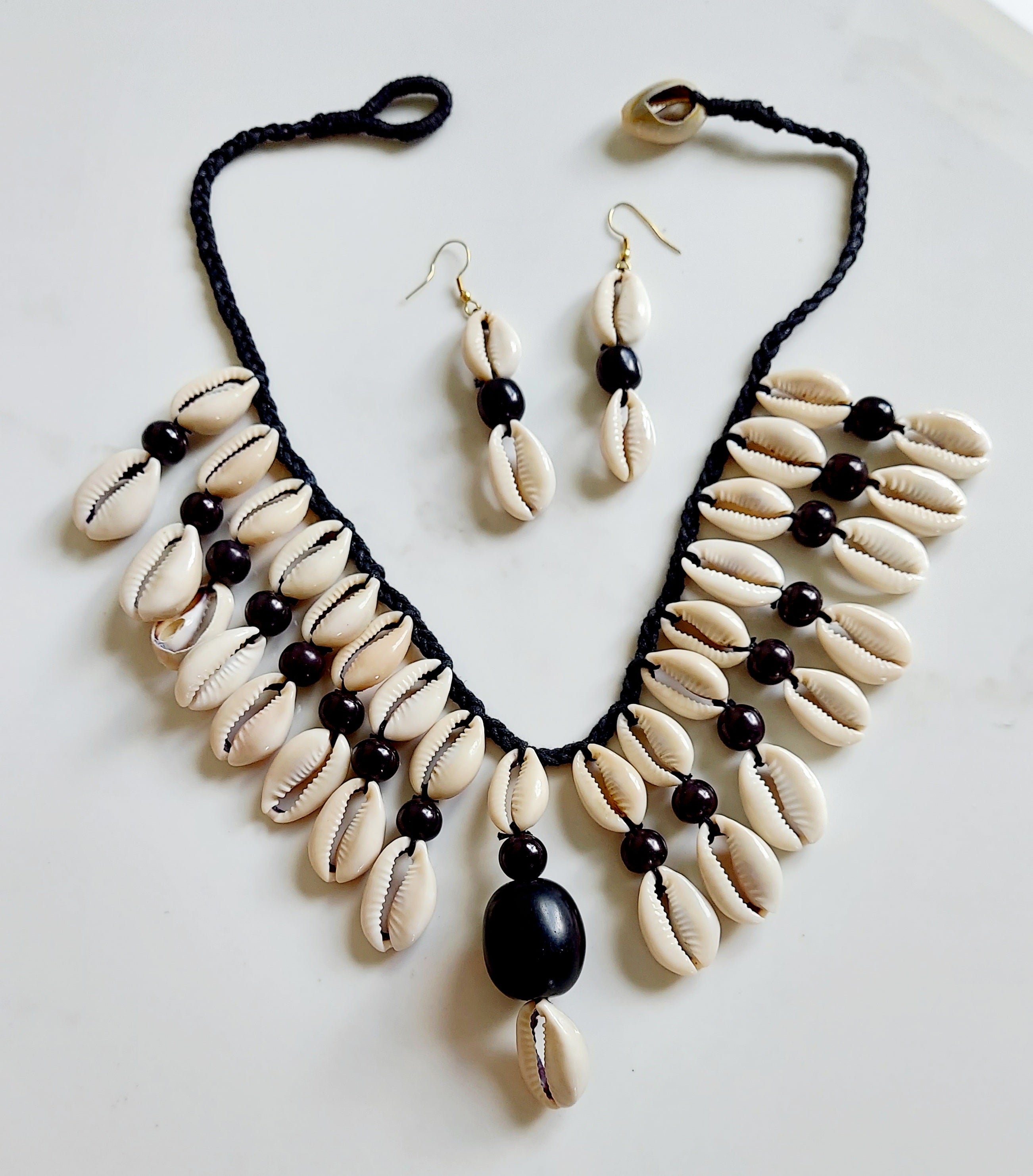 Cowrie Shell Necklace/ Earring Set