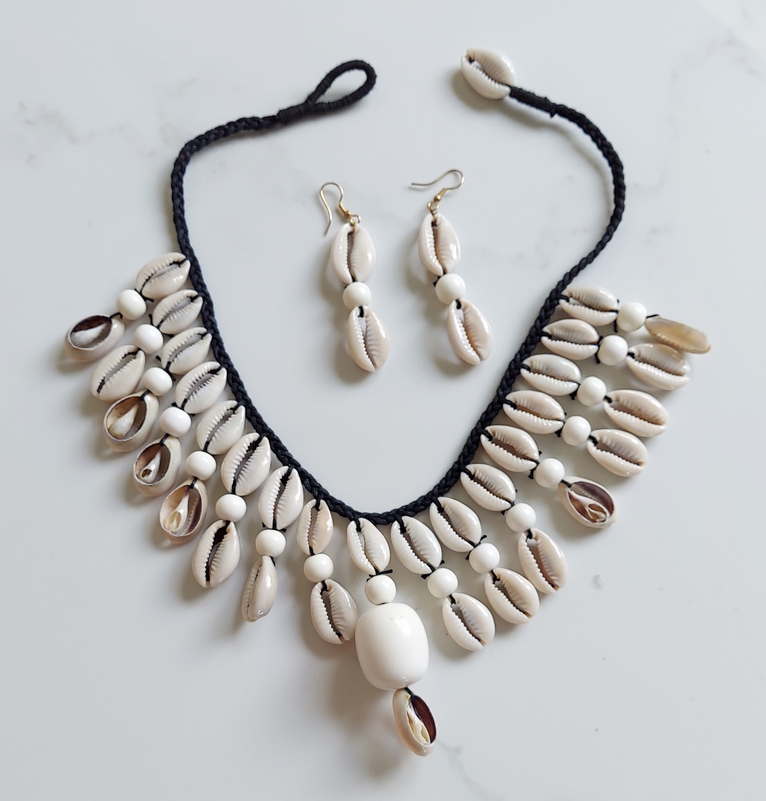 Cowrie Shell Necklace/ Earring Set