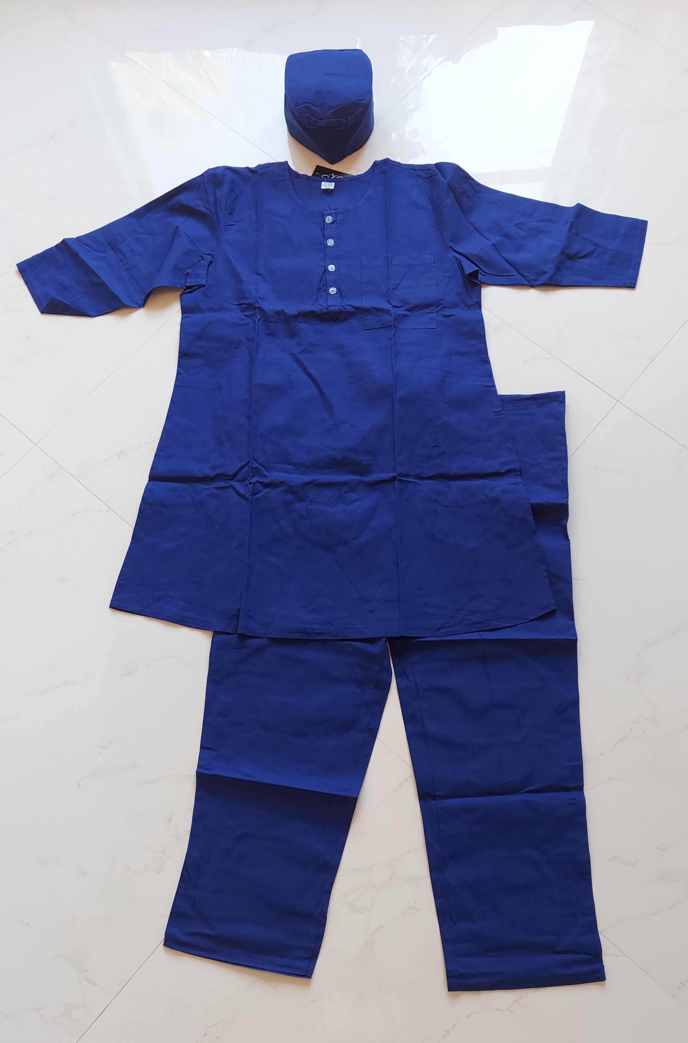 Men's Long Cotton Pant Sets /Solid Color - 440