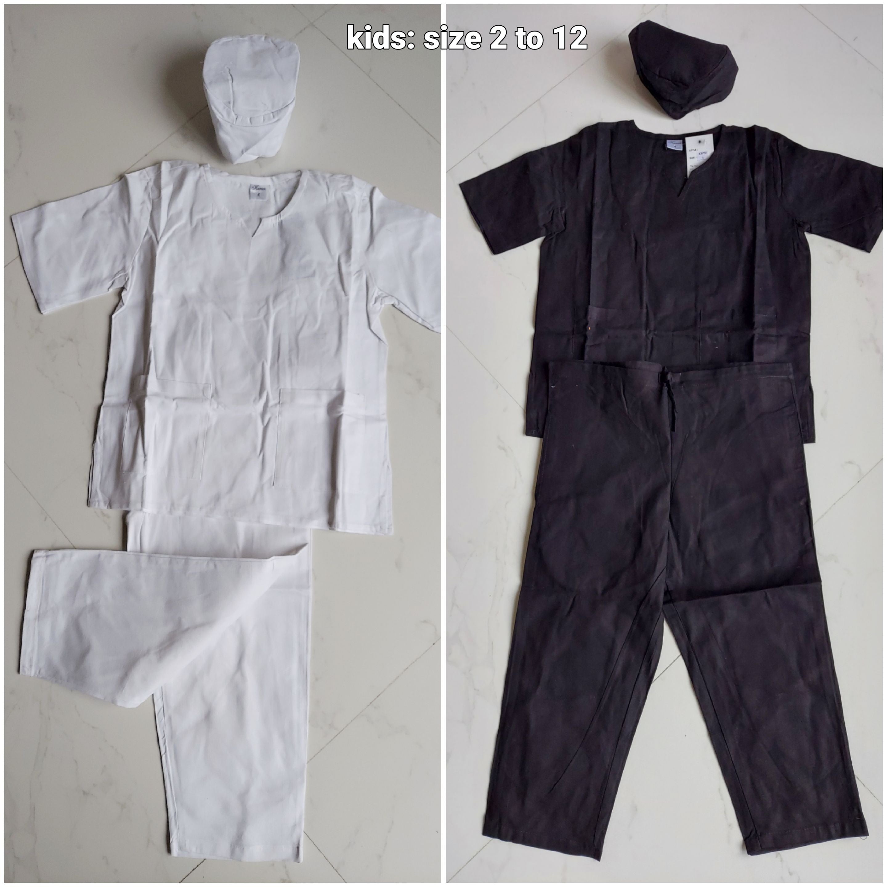 Boys / Kids 3 Pcs Solid Pant Set- Black