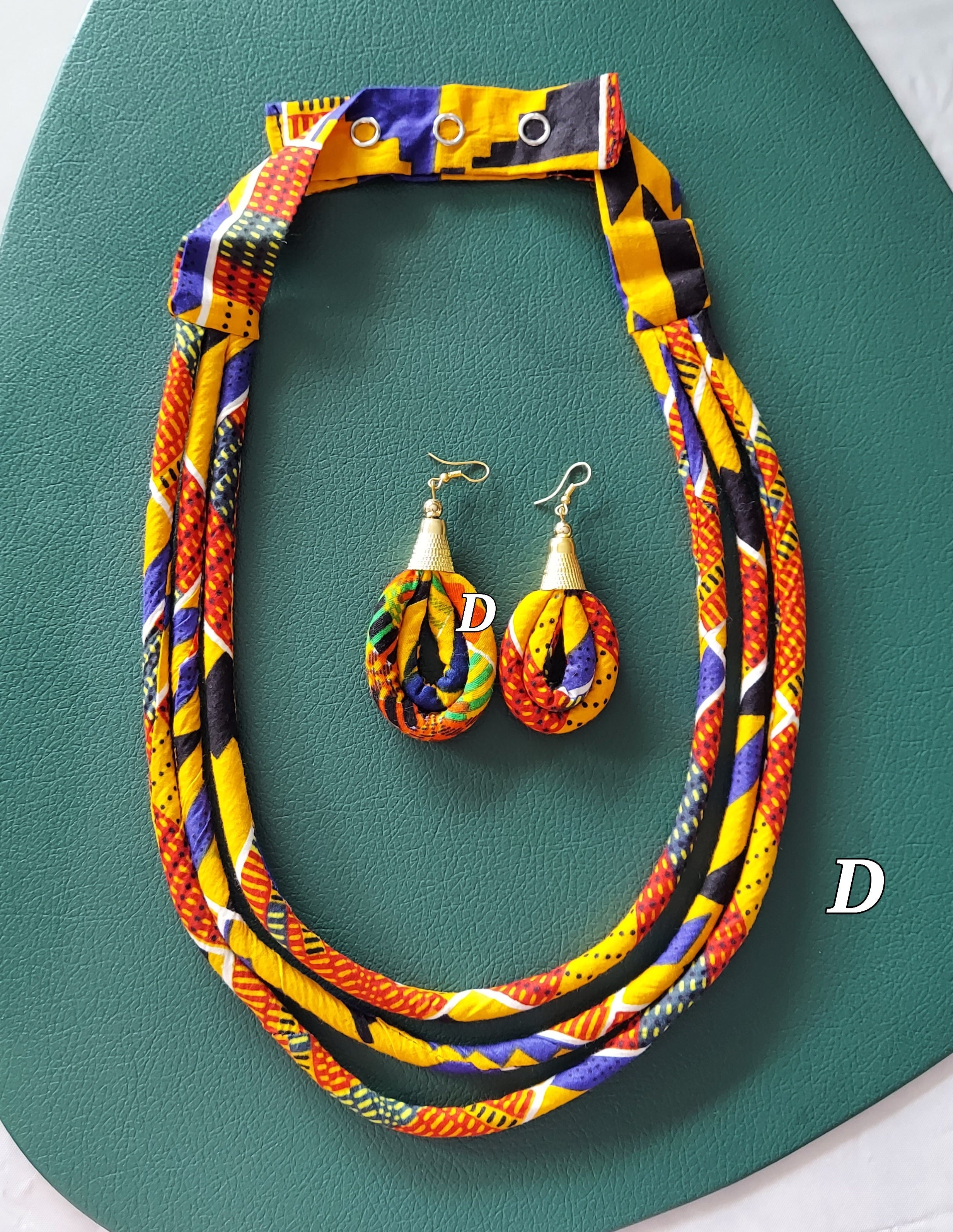 3 Layered Fabric Necklace & Earrings Set