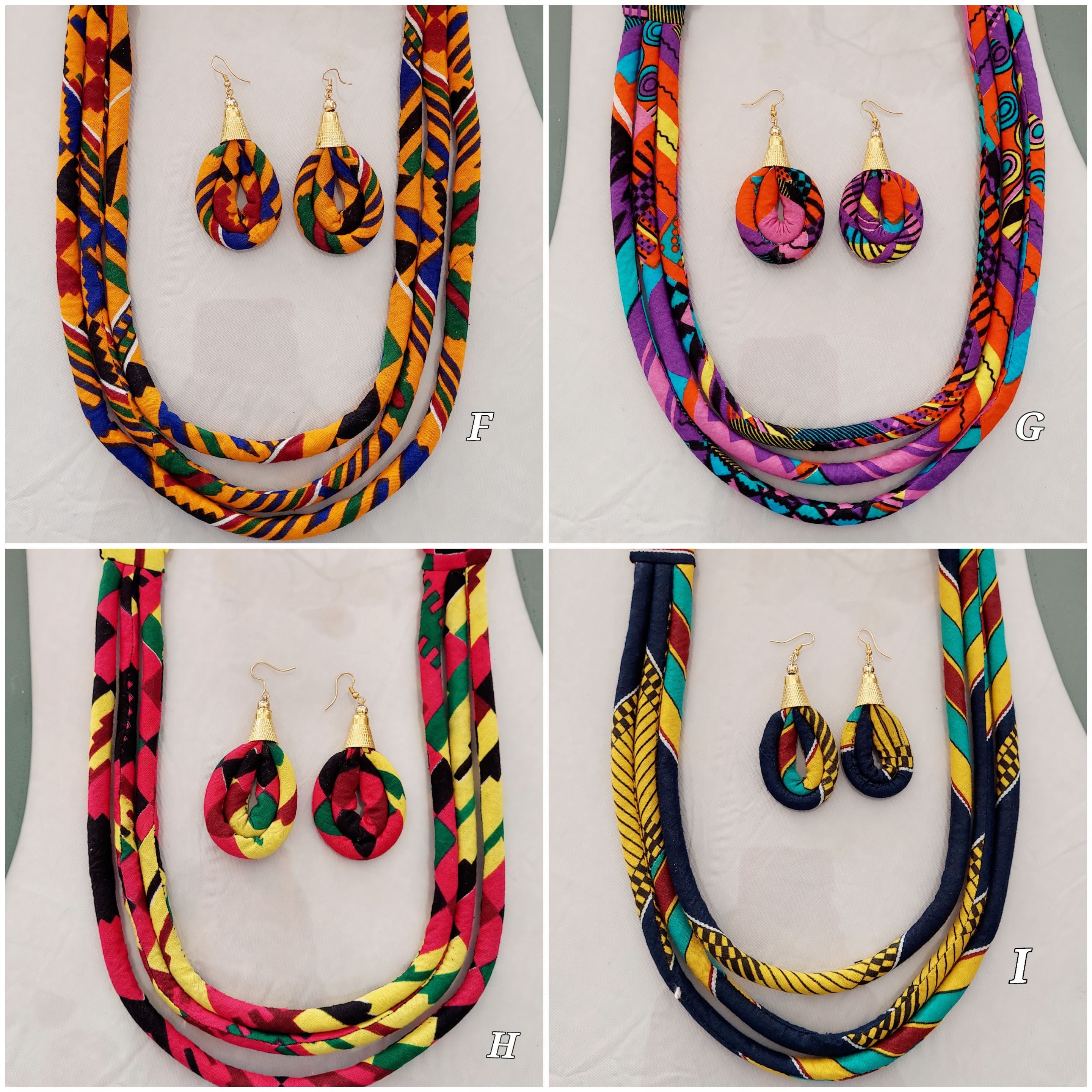 3 Layered Fabric Necklace & Earrings Set