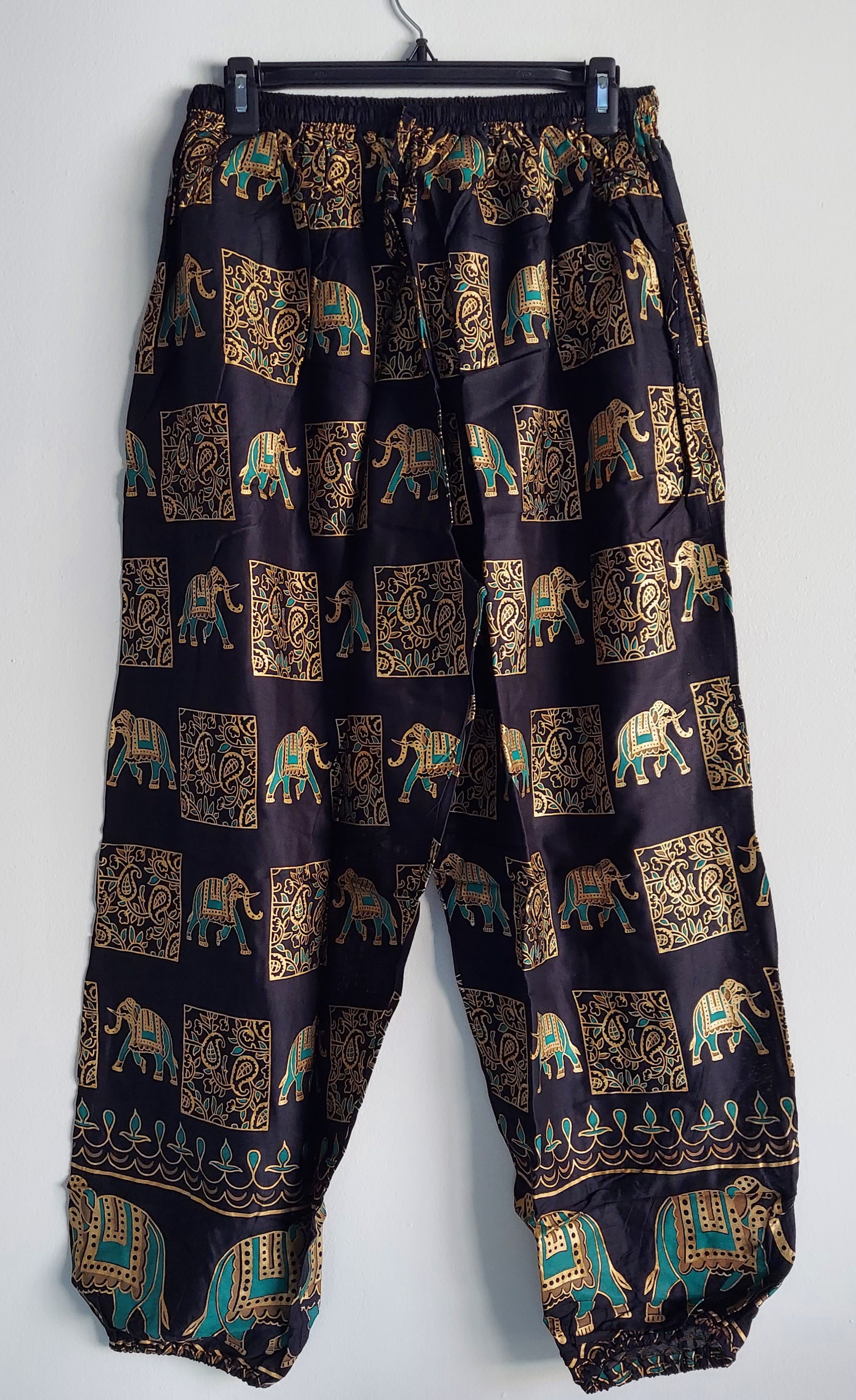 Long Harem Yoga Pant/ Embossed Elephant Print