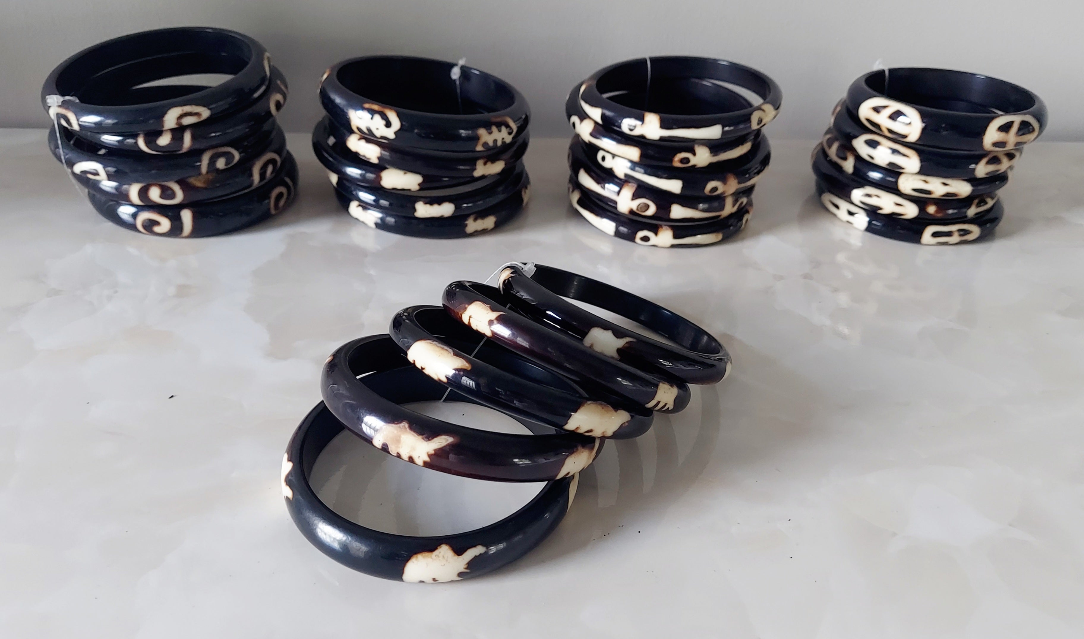 5 Pcs Stacable Bangles Set / African Symbol