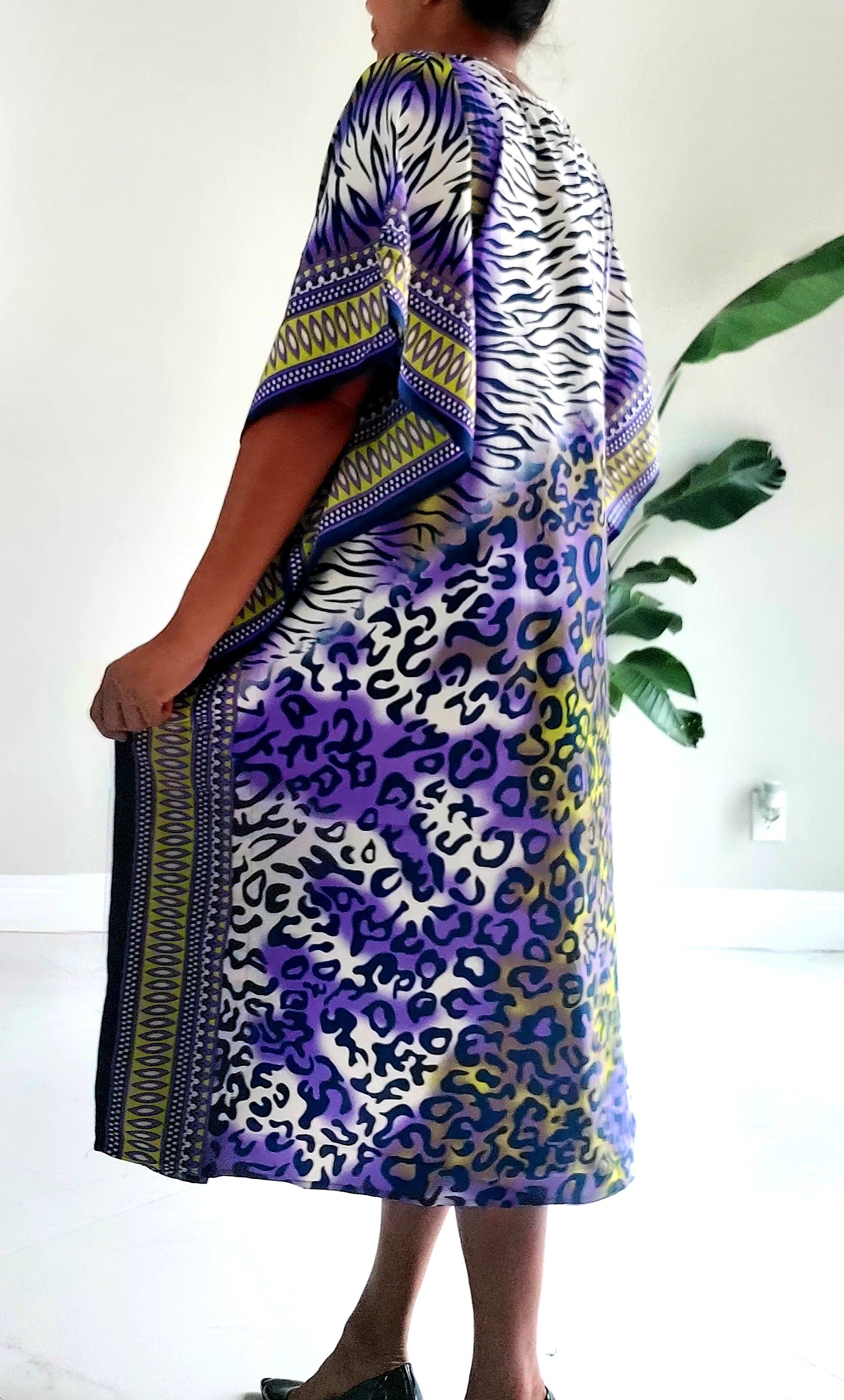 Afro Print Middi Kaftan Dress