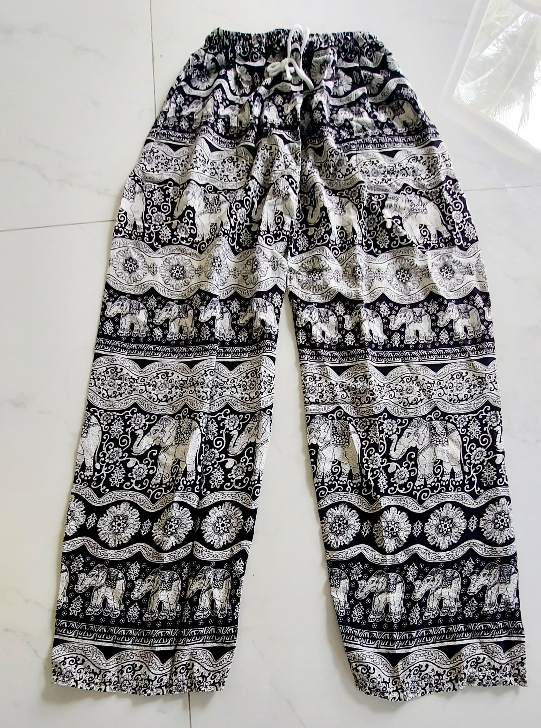 Long Wide Leg Yoga Pant/ Elephant Print