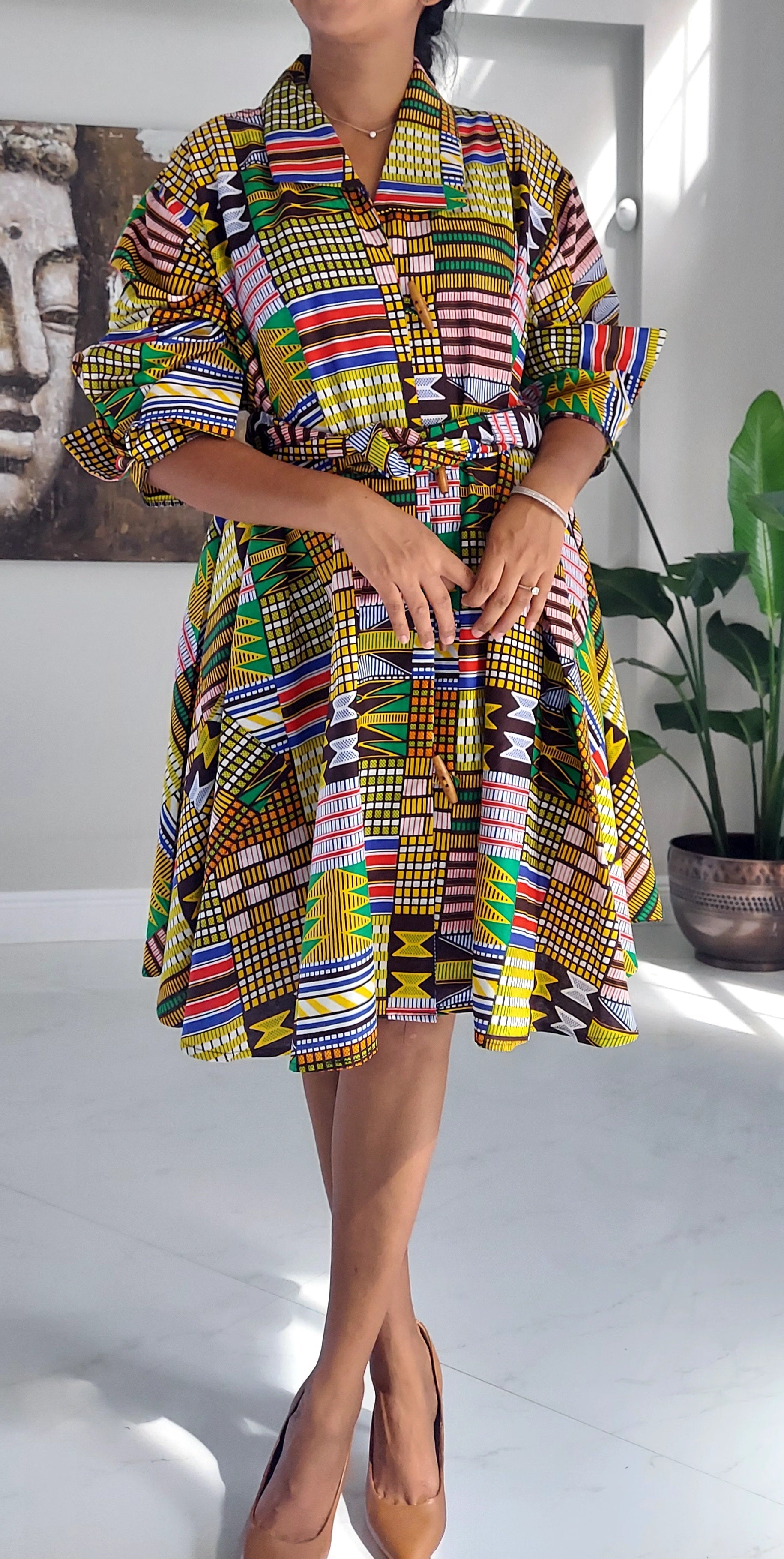 243- Short  Dress / Blouse -Kente