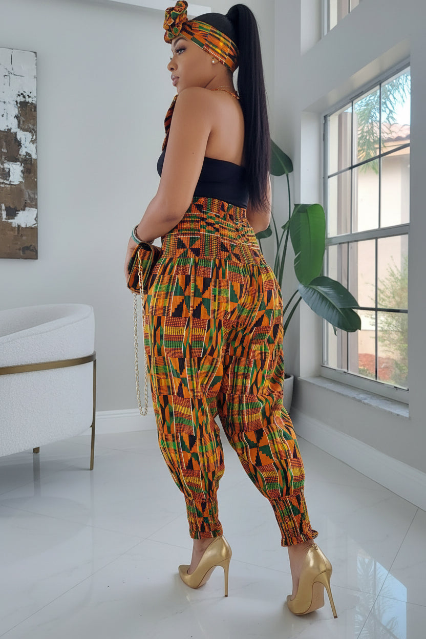 Harem Pant / Bib Necklace / Clutch / Kente- 21